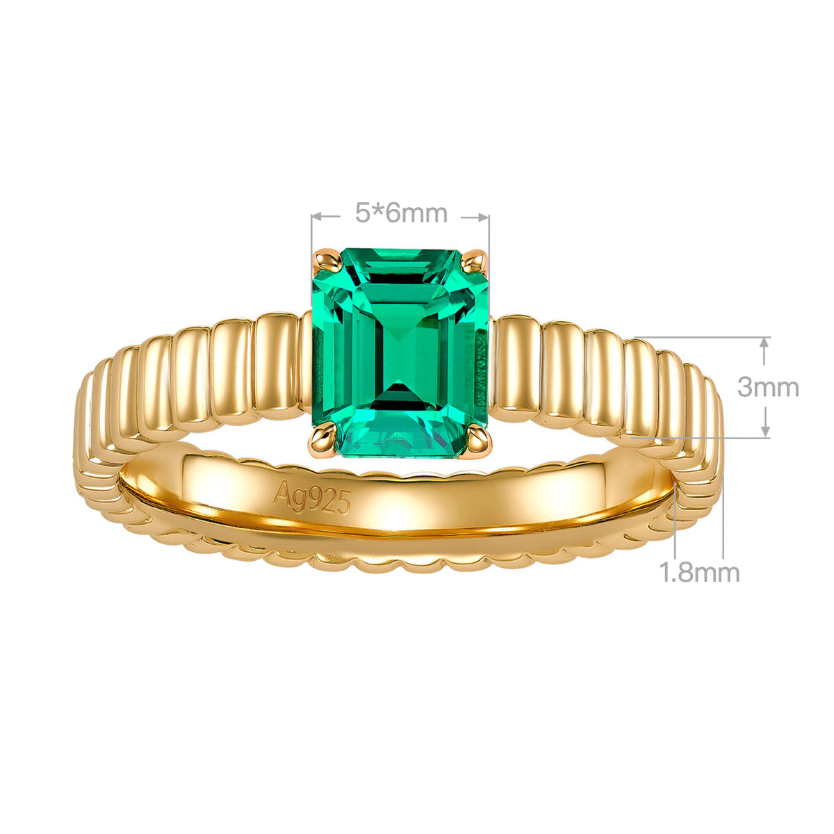 Lab Grown Emerald Ring | Silver Ring