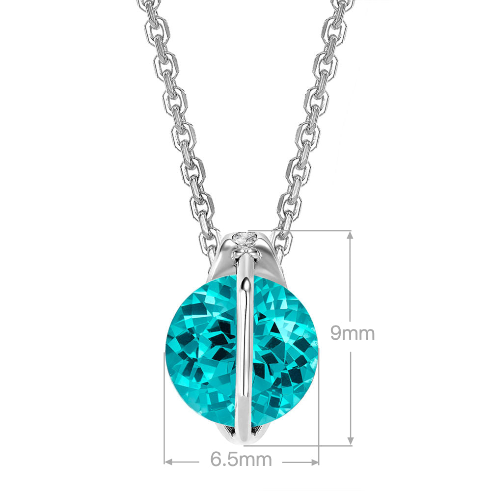 Vivid Sparkling Blue Gem  Necklace | Silver Necklace