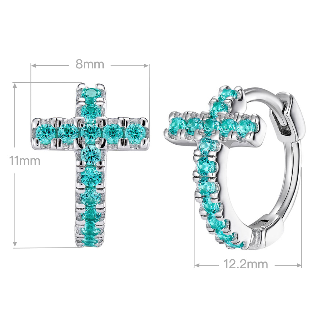 Minimalist Cross Huggie Earrings | Silver Earrings