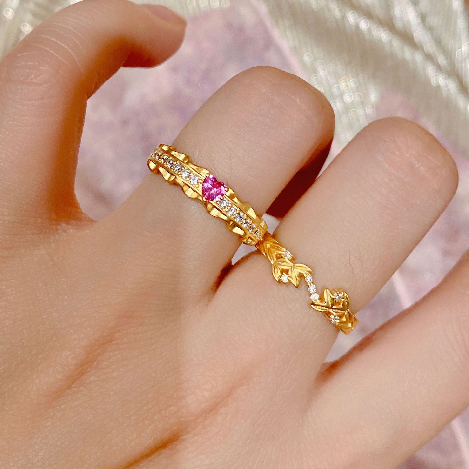 Sweetheart  Pink Heart Zircon Ring | Silver Ring