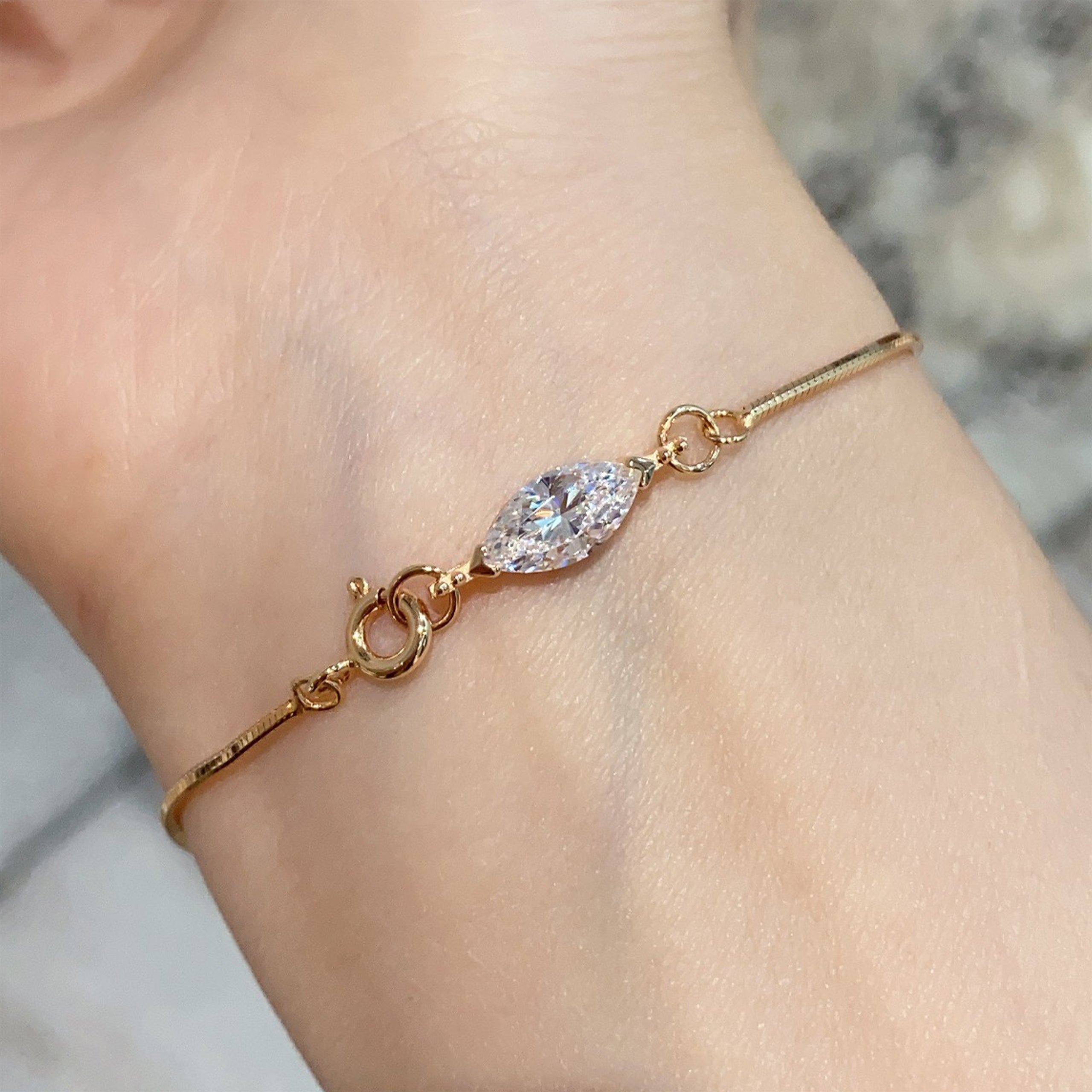 Marquise Snake Bone Bracelet | Silver Bracelet