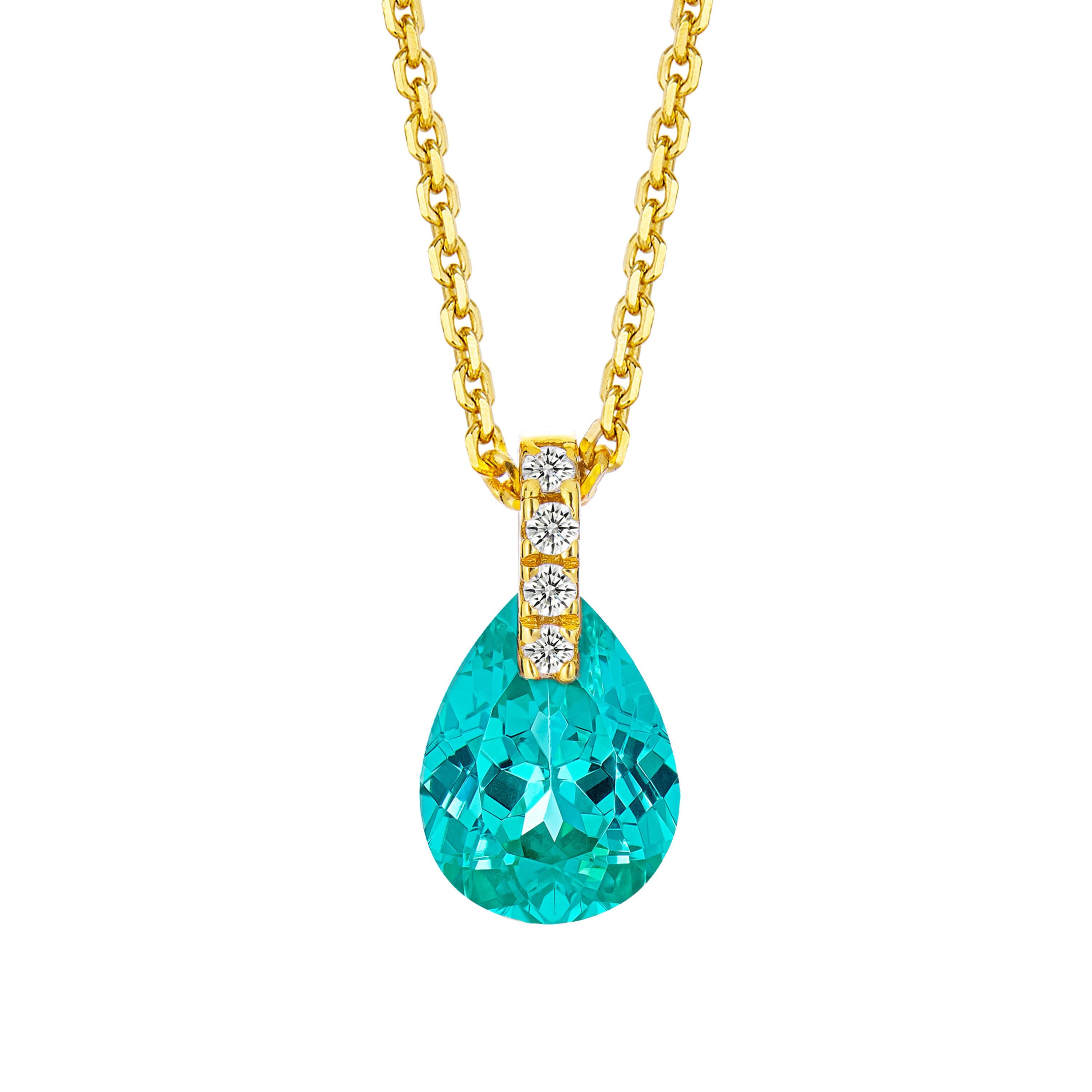 Paraiba Pear-Cut Necklace | Silver Necklace