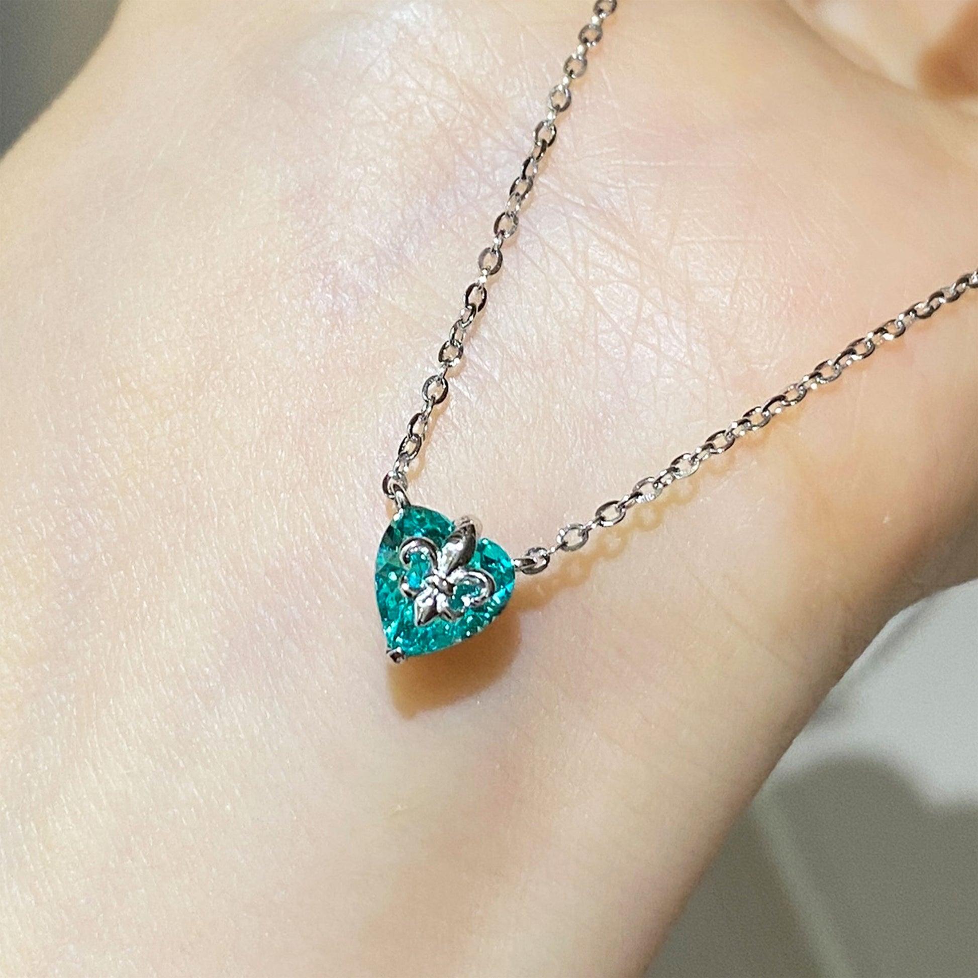 Paraiba Iris Heart Necklace｜Silver Necklace