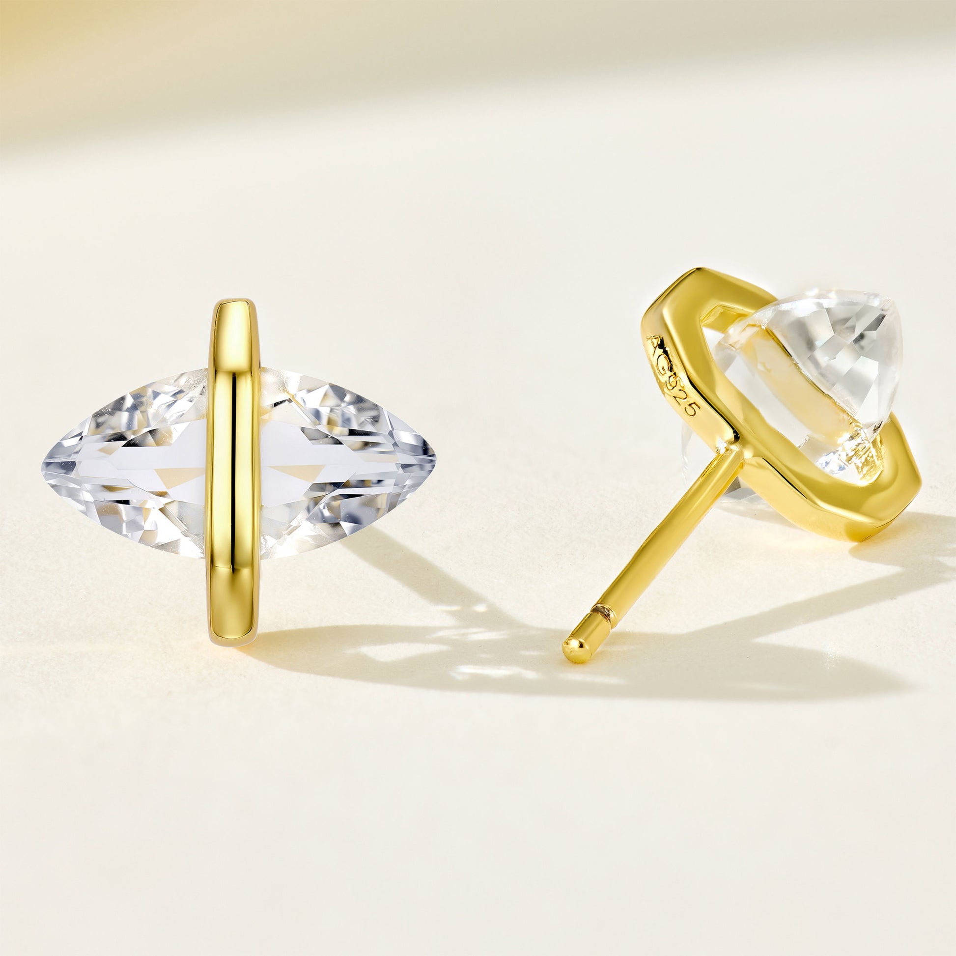 White Crystal Marquise Earrings | Silver Earrings