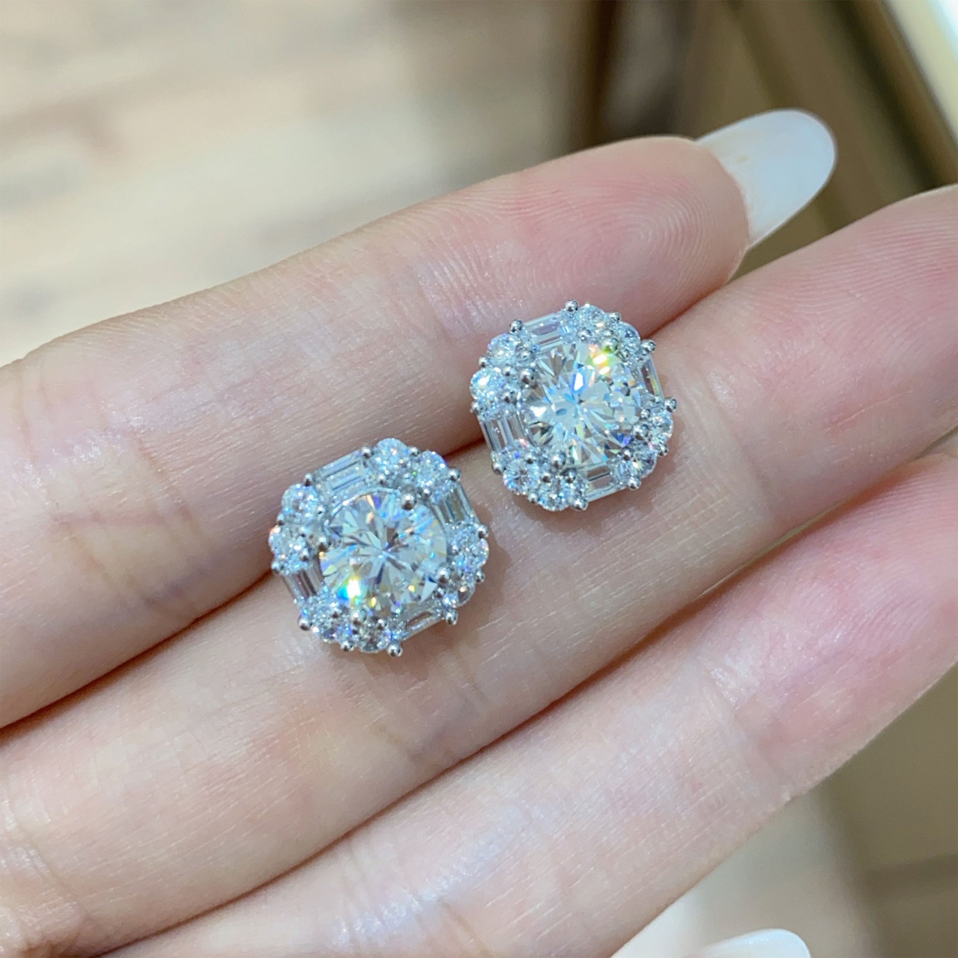 Trendy Brilliant Round Cut  Stud Earrings | Silver Earrings