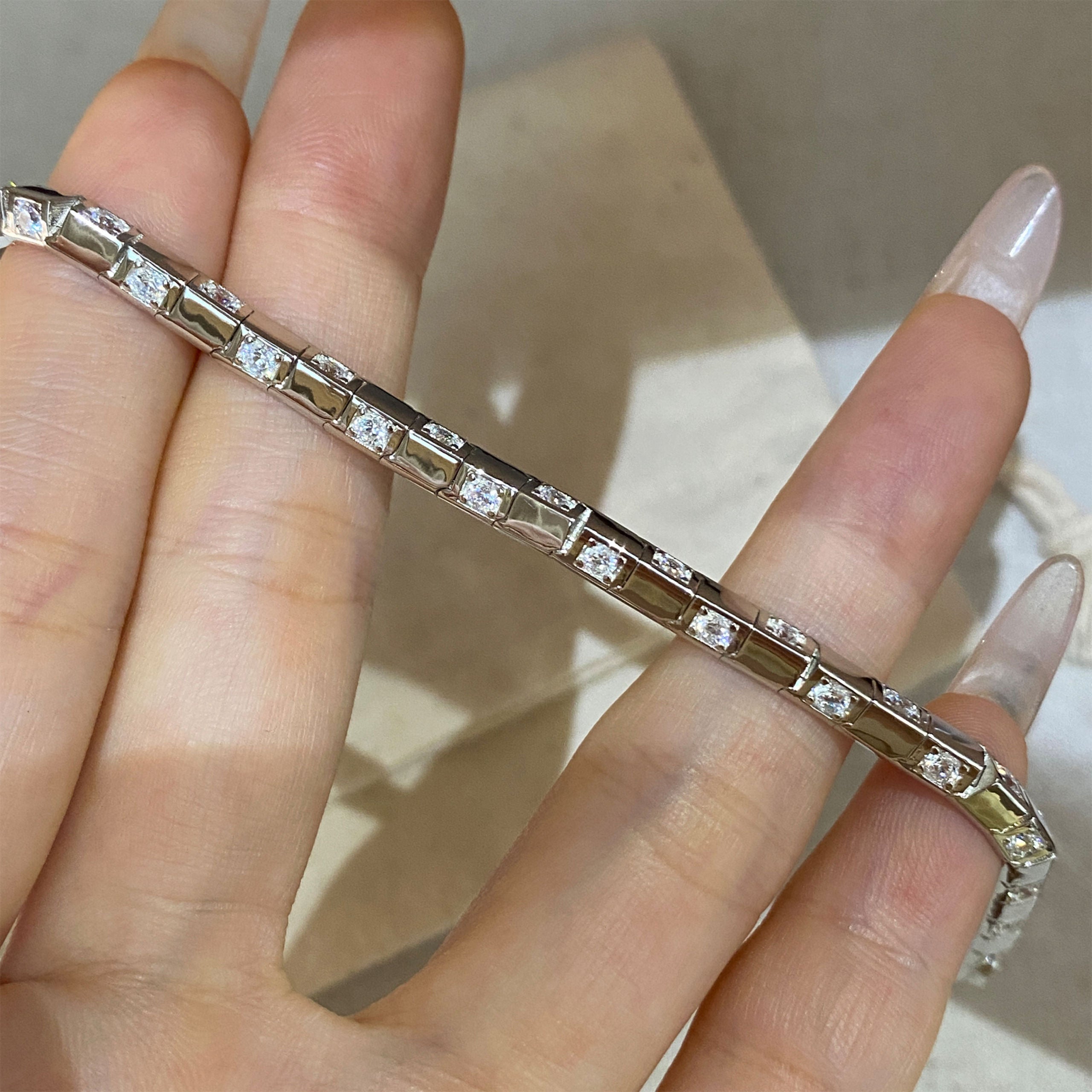 Checkerboard Gemstone Bracelet｜Silver Bracelet