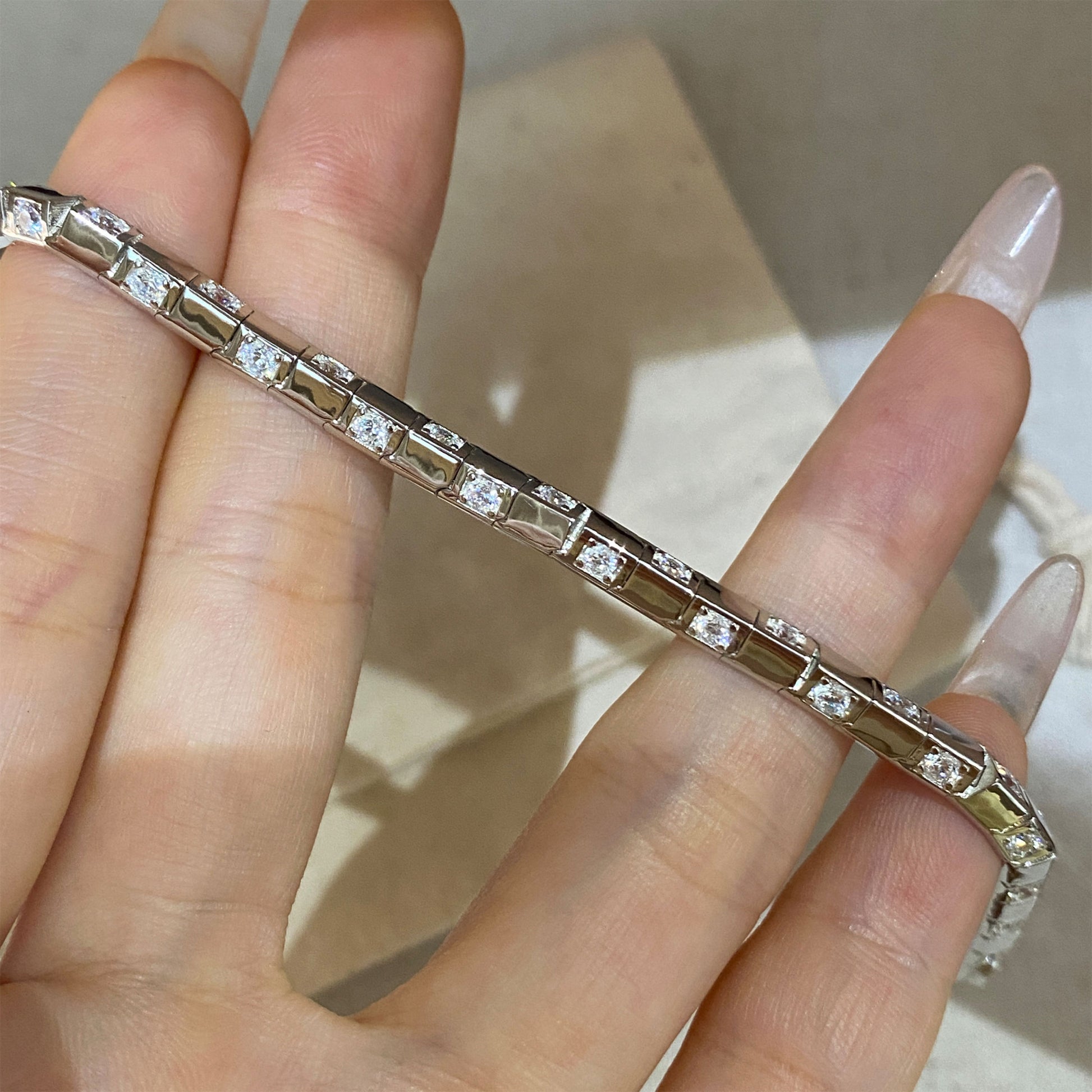 Checkerboard Gemstone Bracelet｜Silver Bracelet