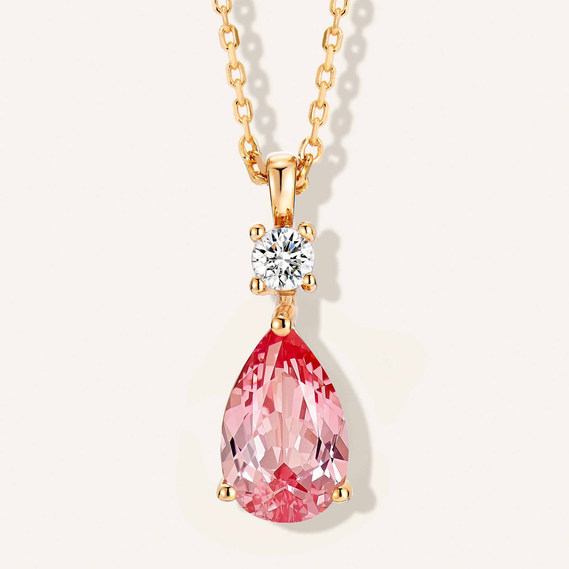 Lab-Grown Padparadscha Teardrop Necklace｜Silver Necklace