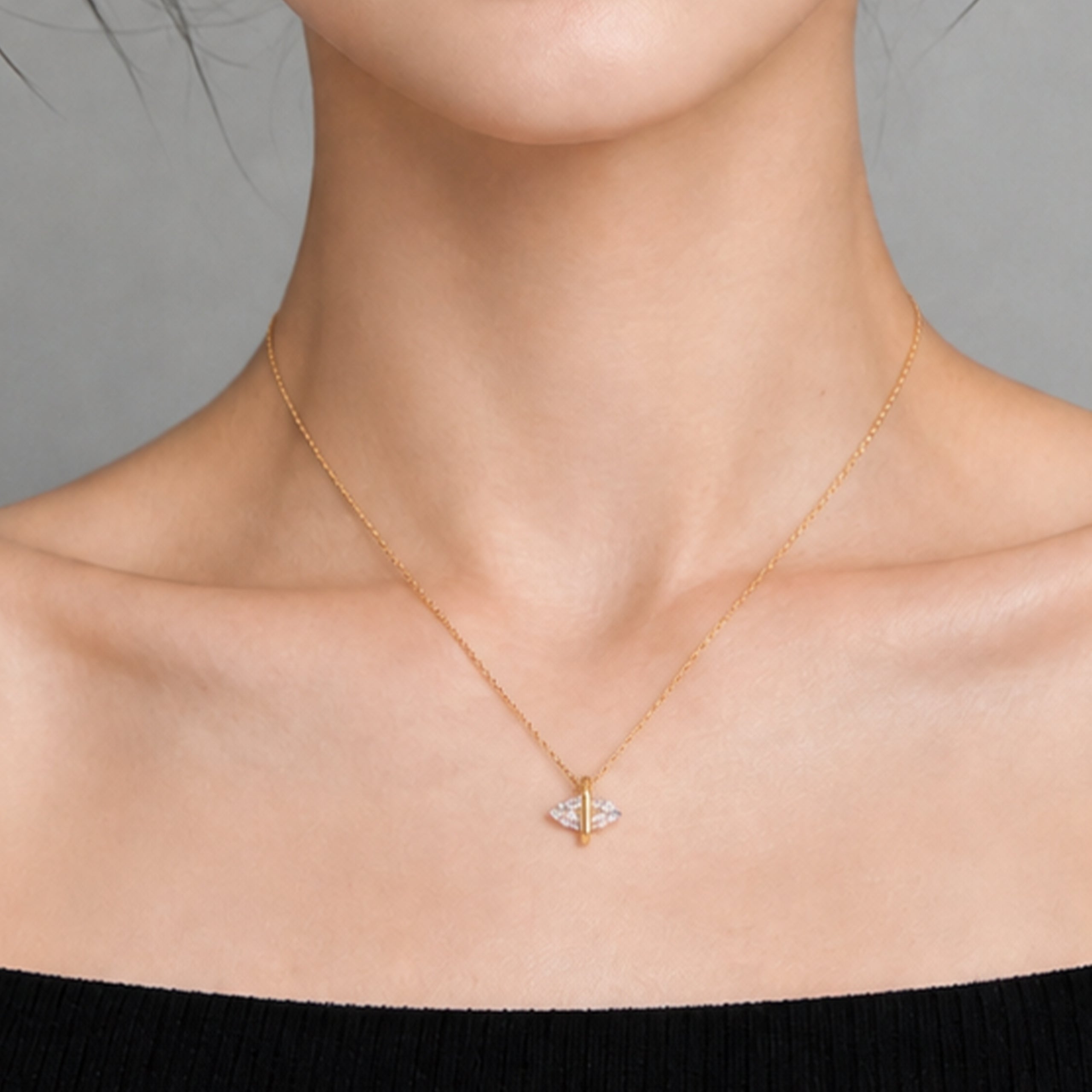 White Crystal Marquise Necklace | Silver Necklace