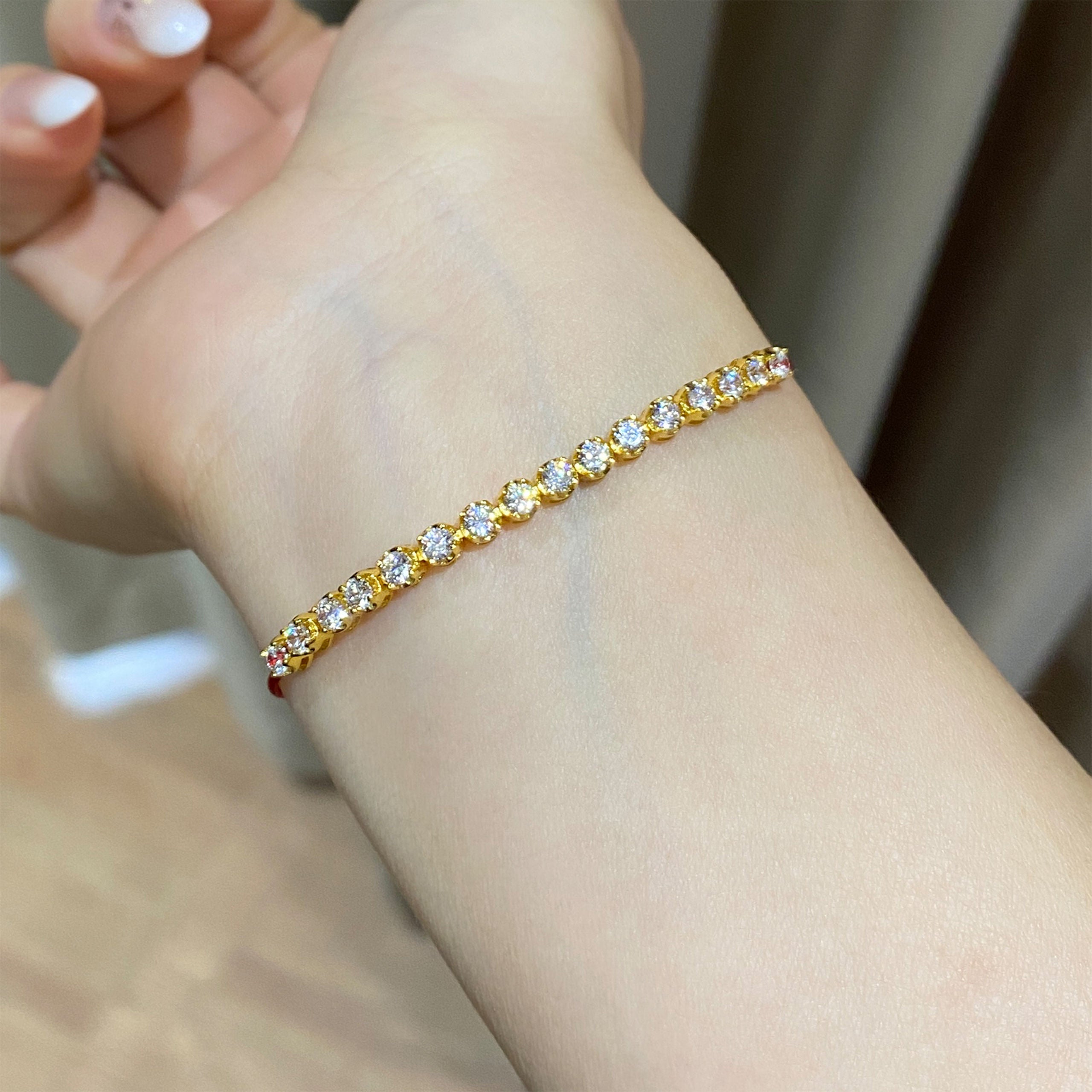 Red String Zirconia Bracelet｜Silver Bracelet