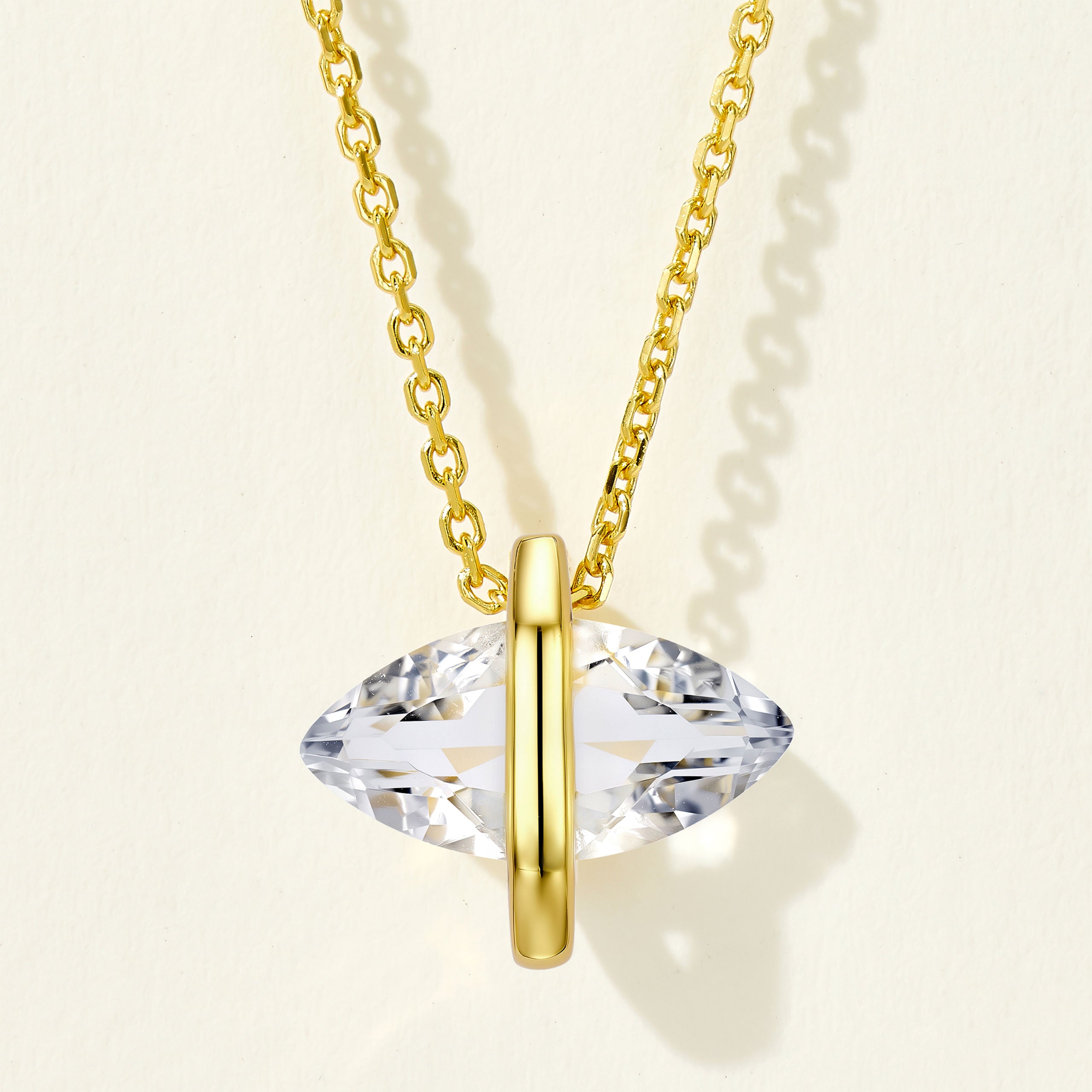 White Crystal Marquise Necklace｜Silver Necklace