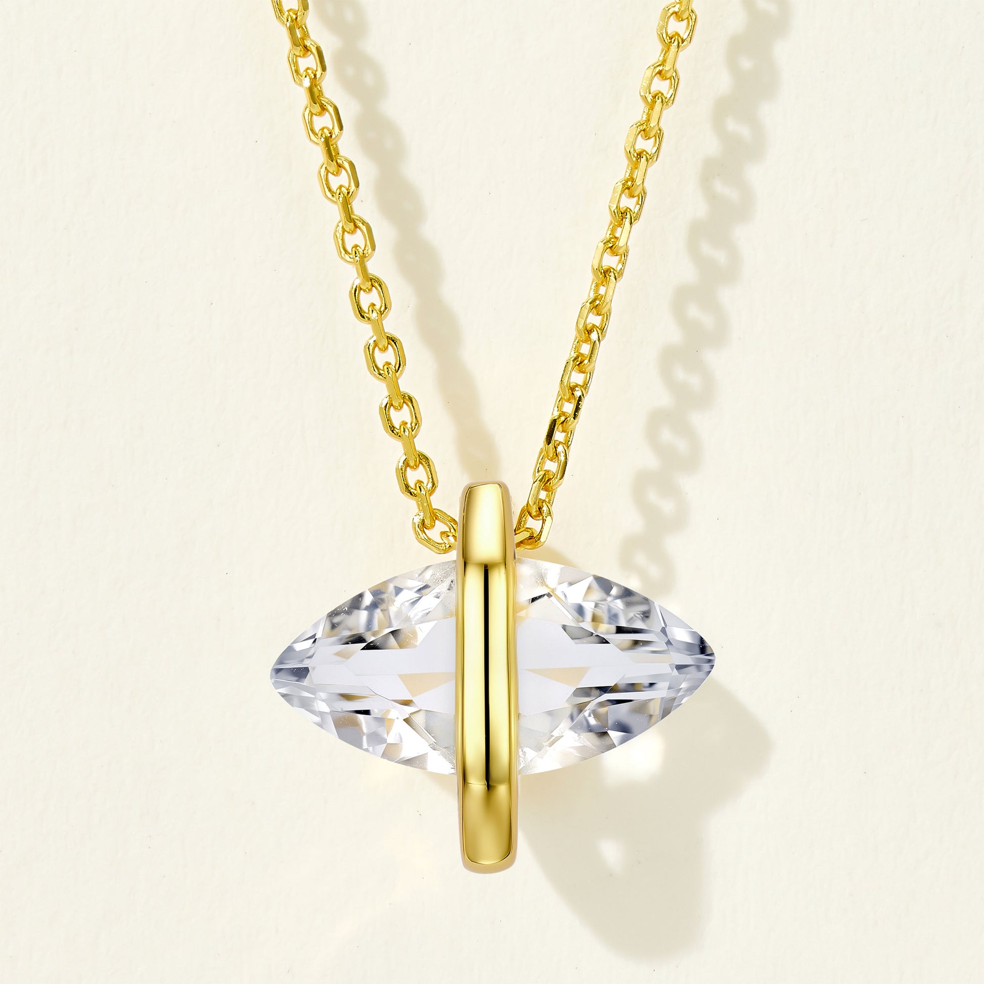 White Crystal Marquise Necklace｜Silver Necklace