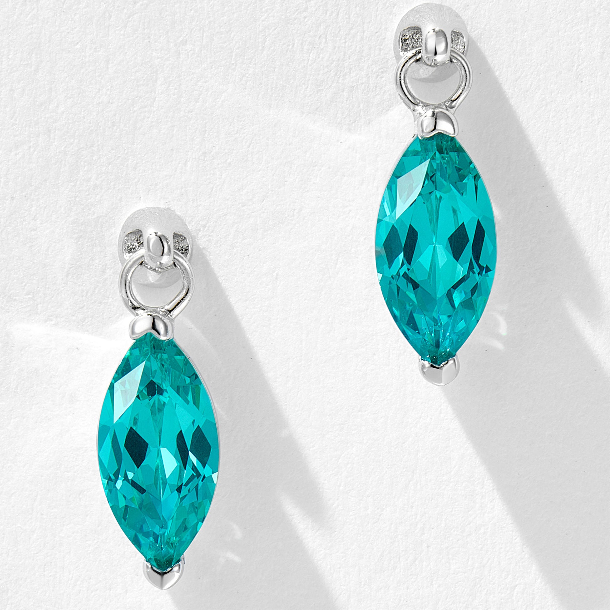 Paraiba  Marquise Tassel Earrings | Silver Earrings