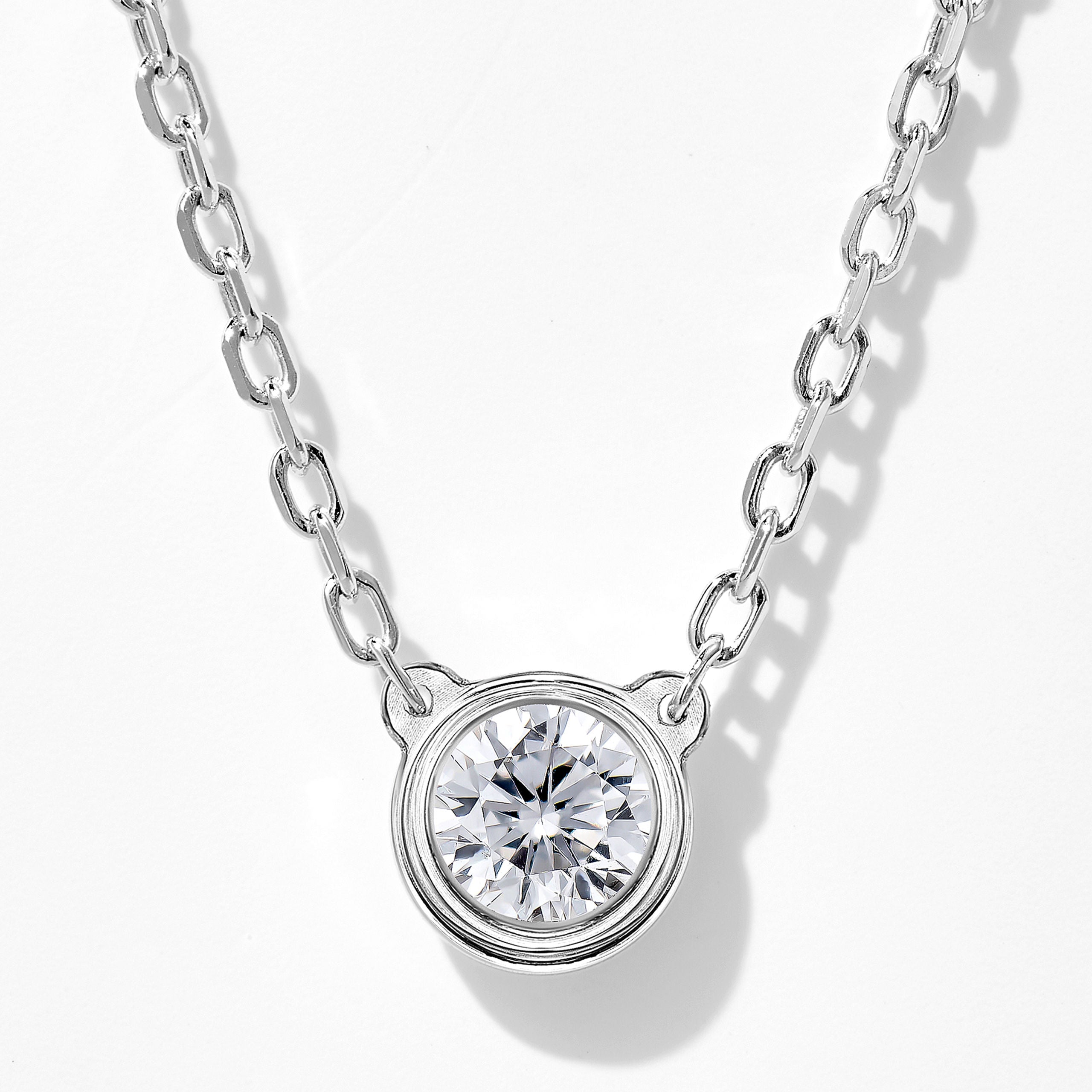 Lab Grown Diamond Mini Solitaire Pendant | Silver Necklace