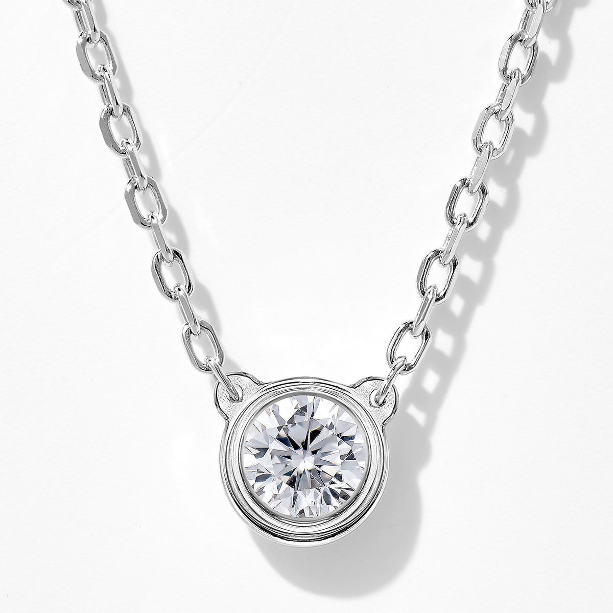 Lab Grown Diamond Mini Solitaire Pendant | Silver Necklace