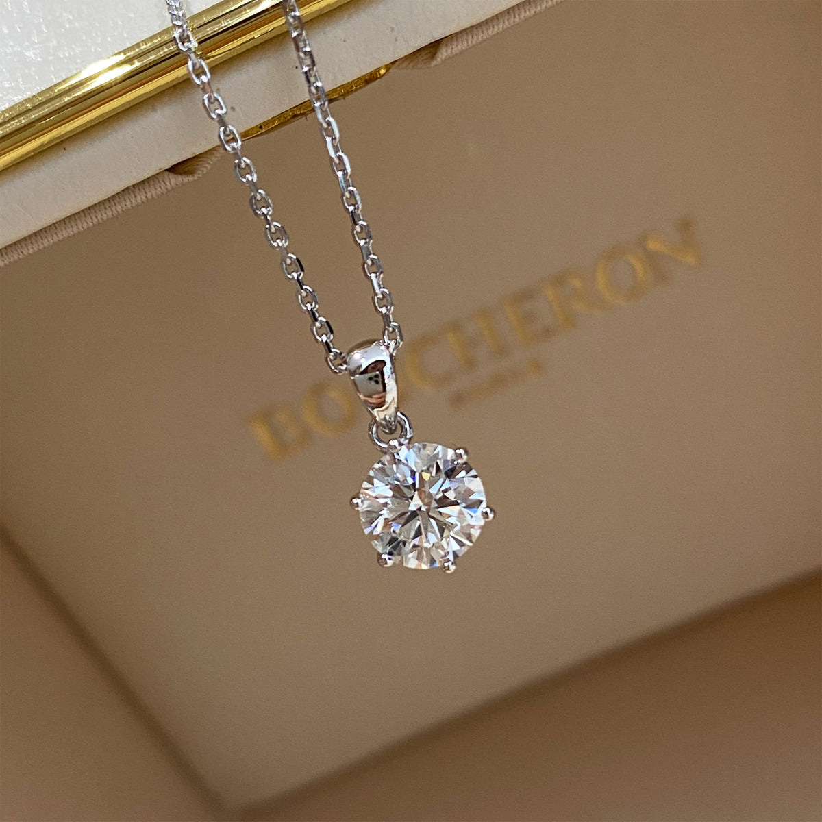 Lab Grown Diamond Solitaire Pendant | Silver Necklace