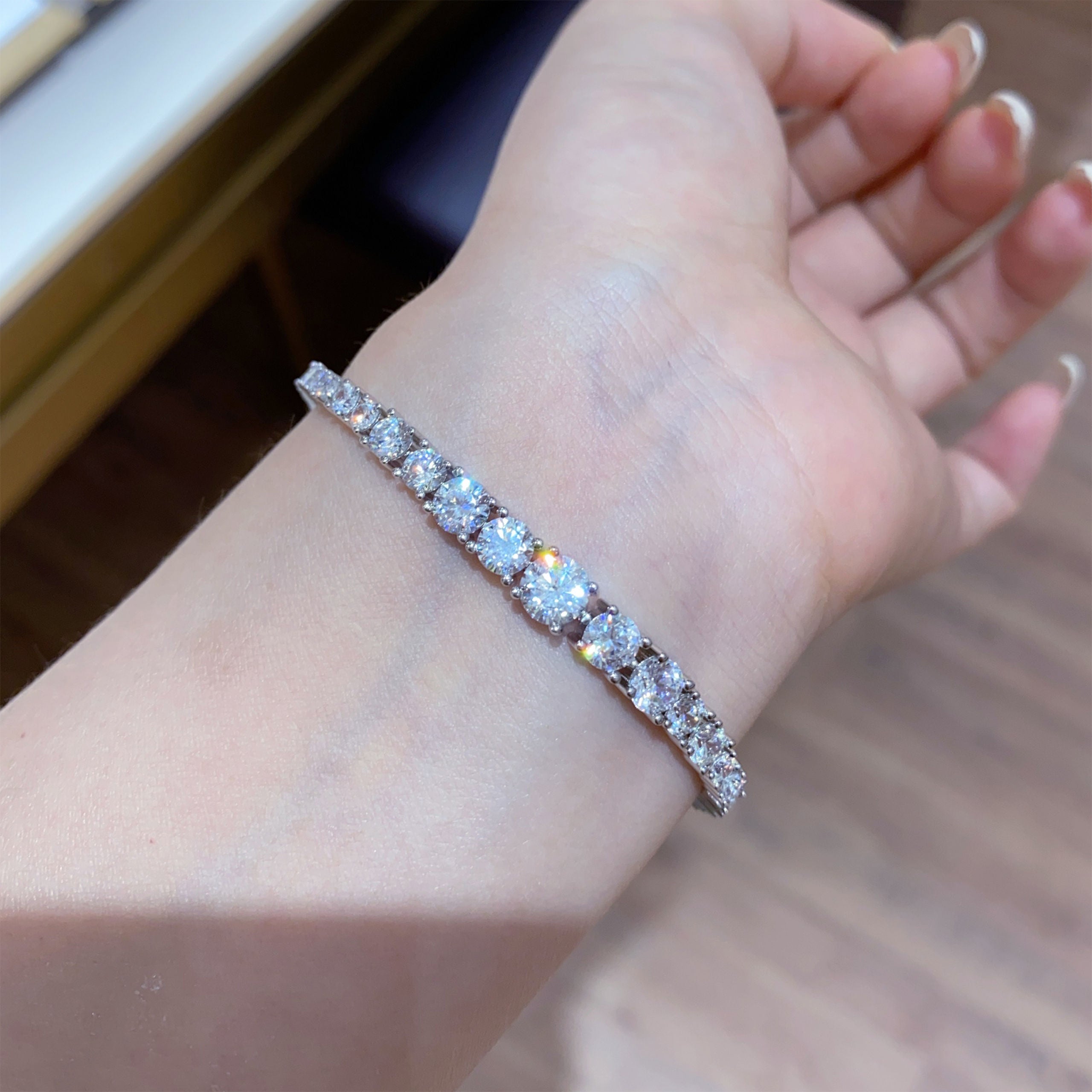 Elegant Gradient Tennis Bracelet | Silver Bracelet