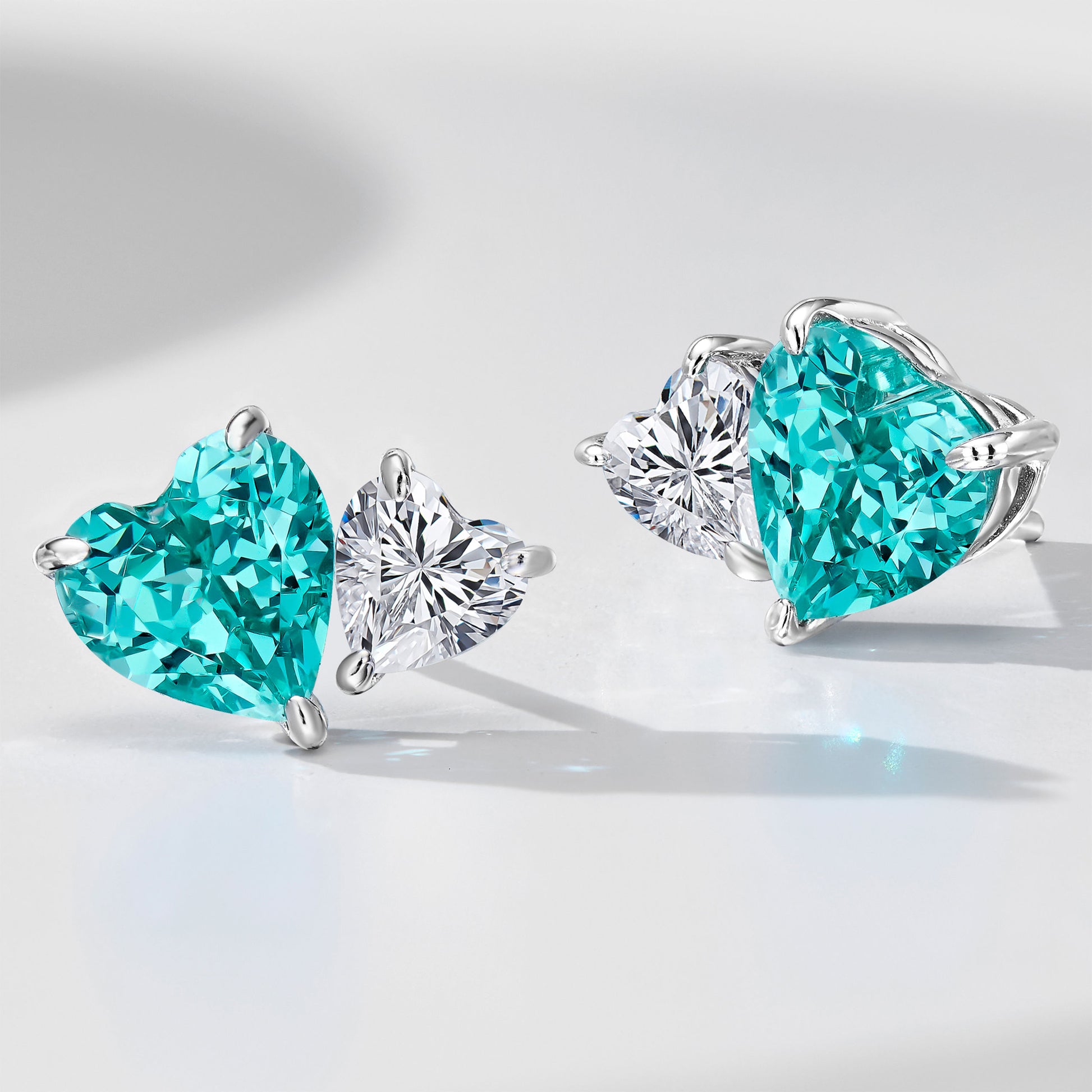 Paraiba Two-Tone Heart  Earrings | Silver Earrings