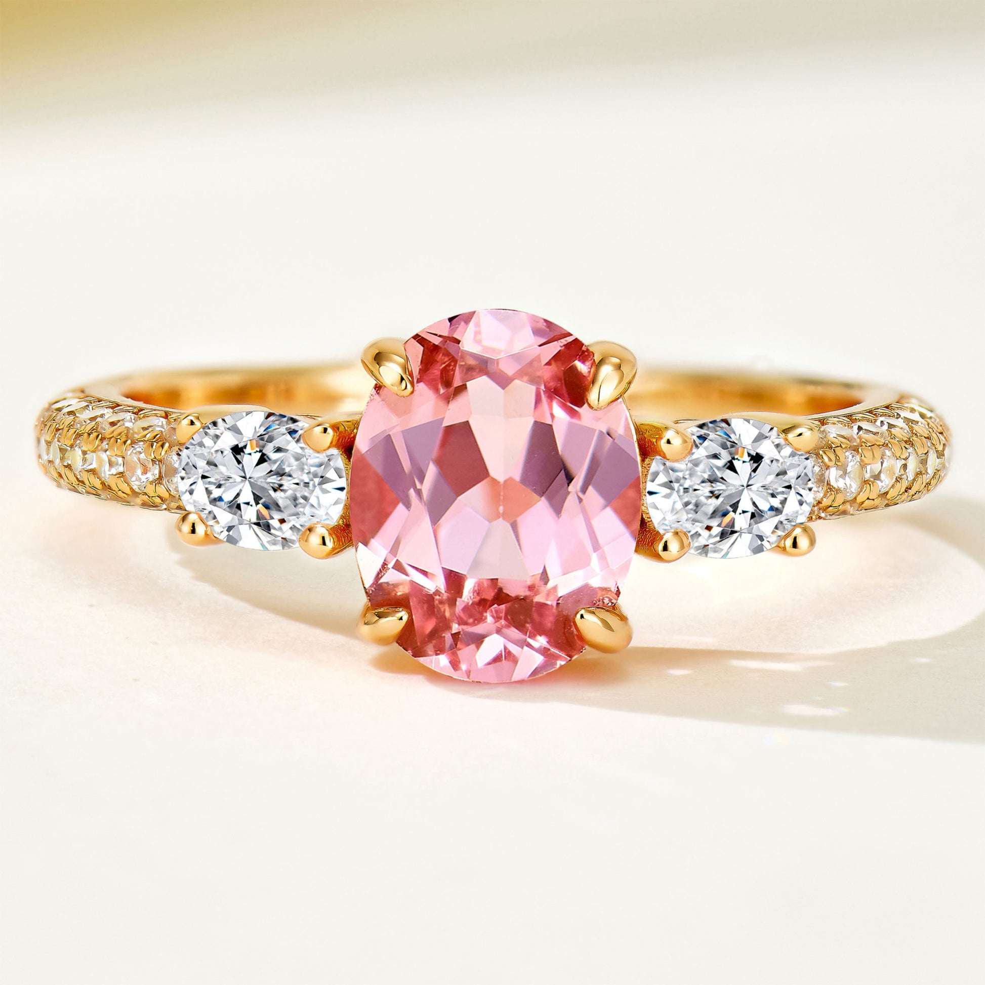 Padparadscha Pink Gem Oval Cut Ring | Silver  Ring