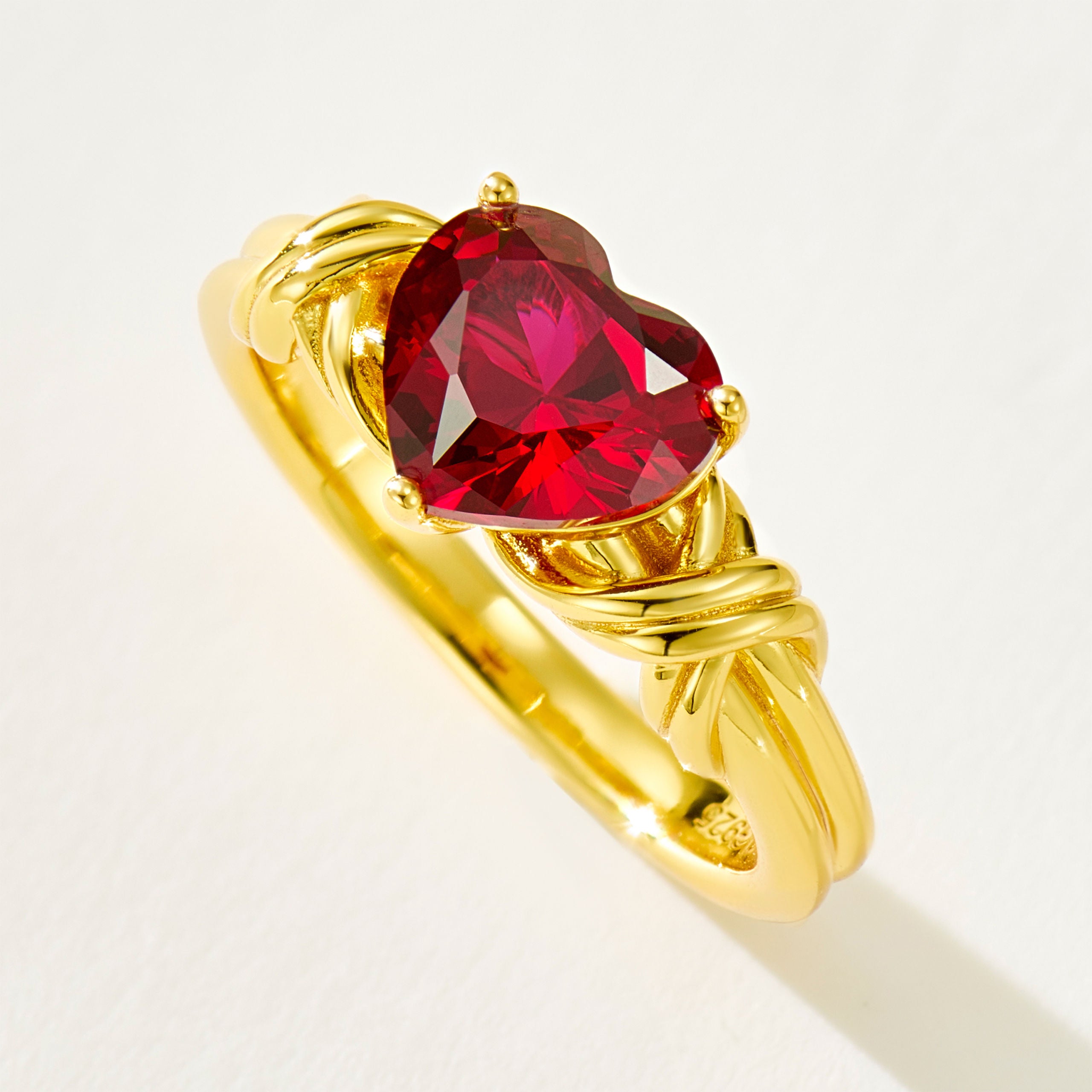 Red Ruby Heart Ring | Silver Ring