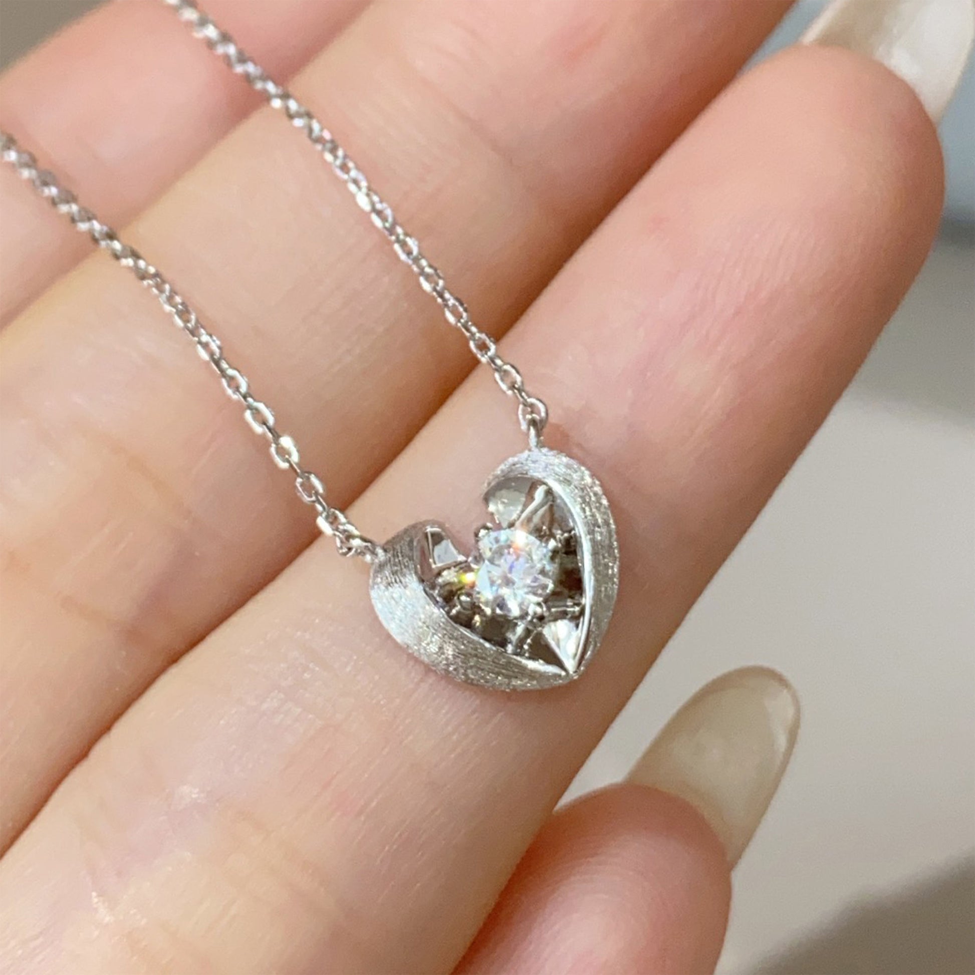 Romantic Heart Necklace | Silver Necklace