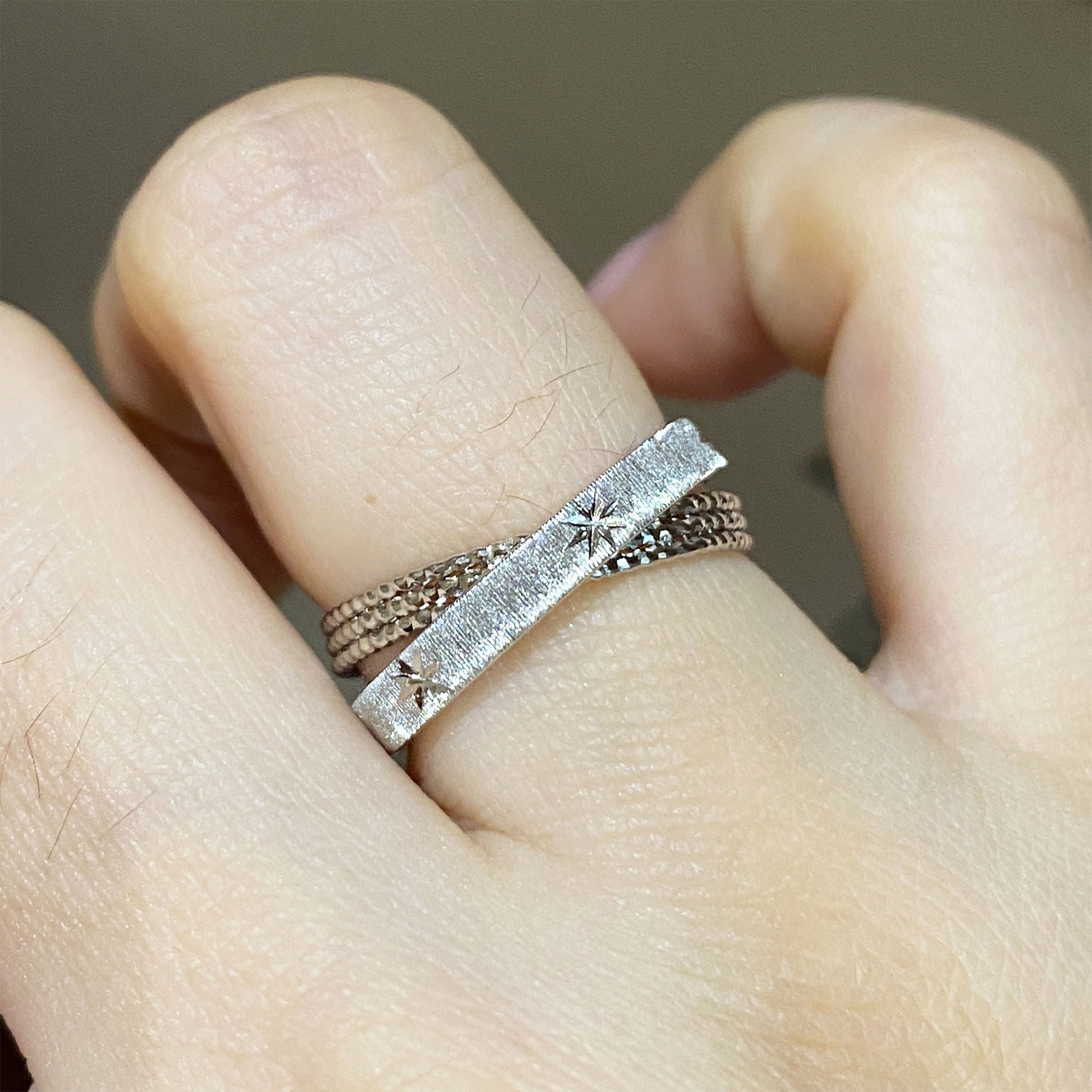 Star Engraved Layered Ring | Silver  Ring