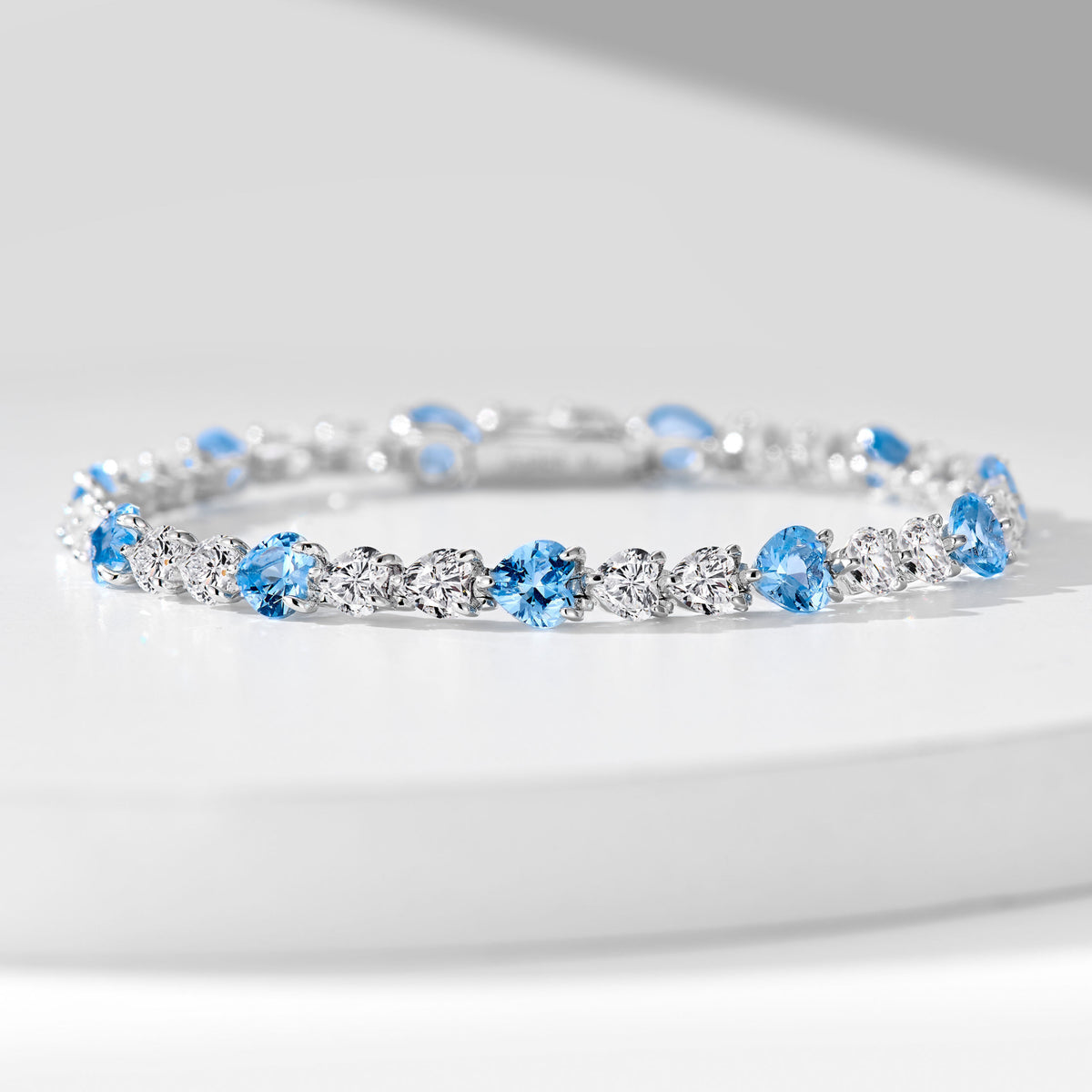 Blue Gemstone Heart Bracelet ｜Silver Bracelet