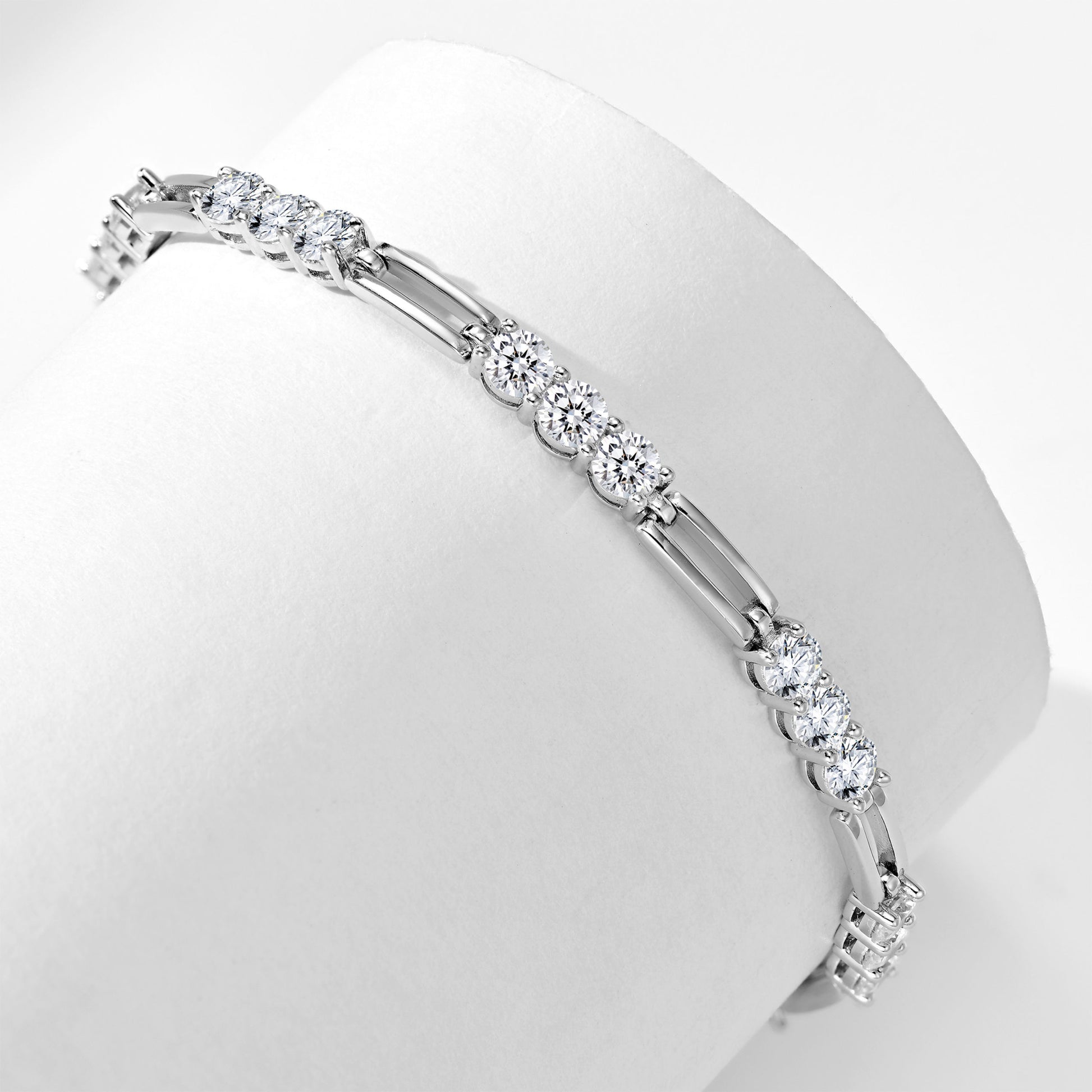 Hollow Three Stone Clasp Bracelet｜Silver Bracelet