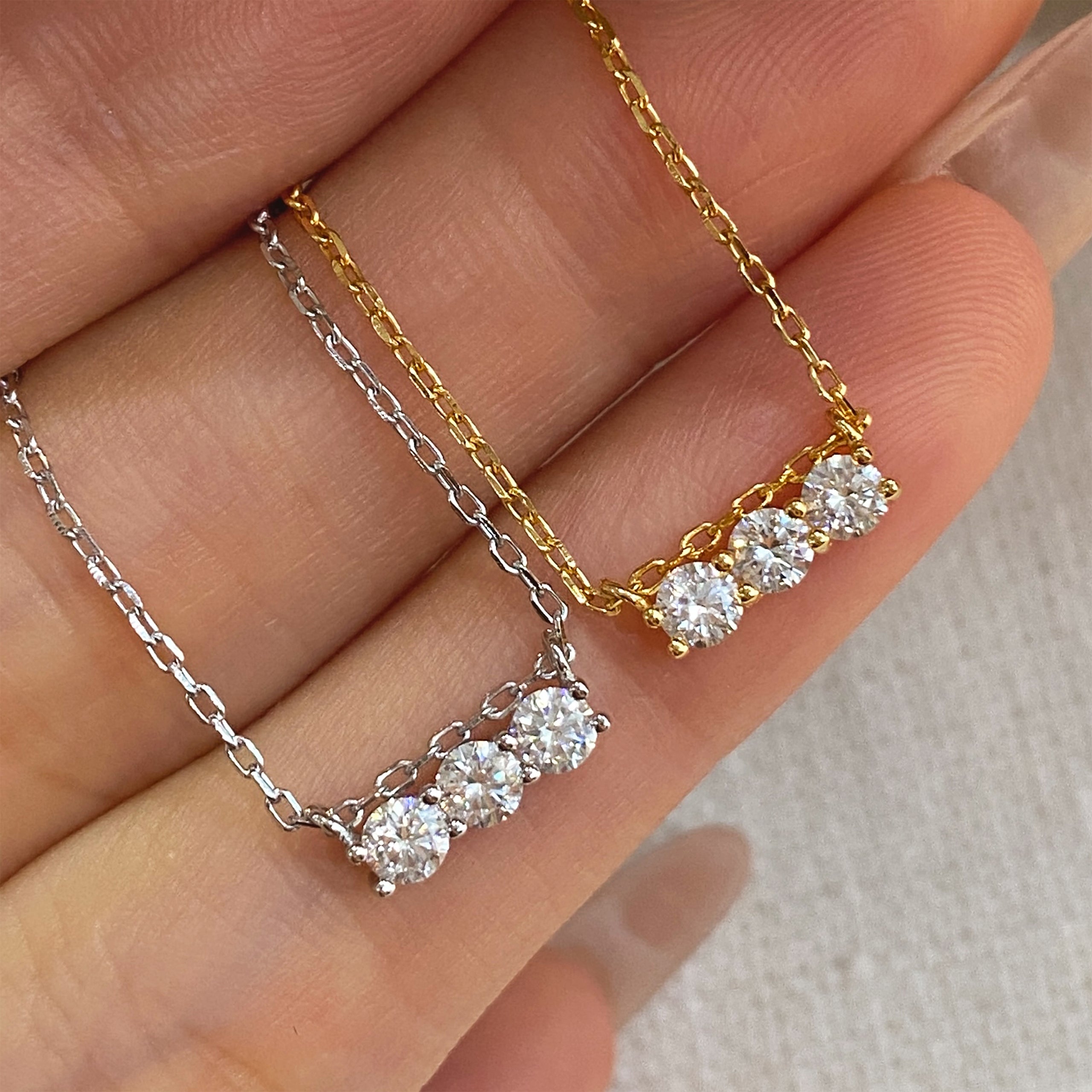 Moissanite Balance Beam Necklace｜Silver Necklace