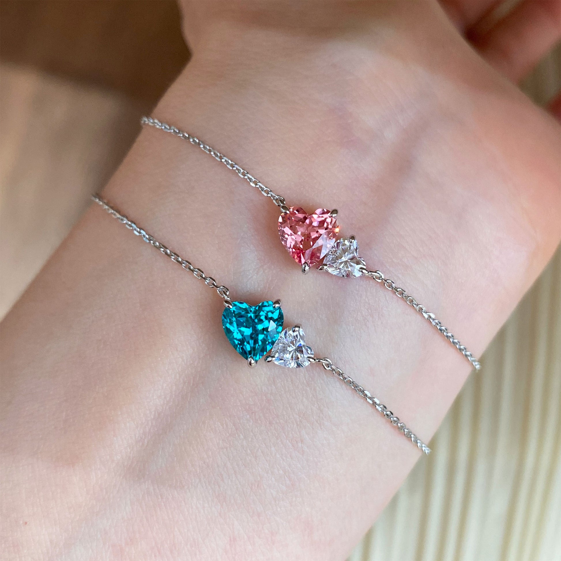 Two Color Heart Bracelet ｜Silver Bracelet