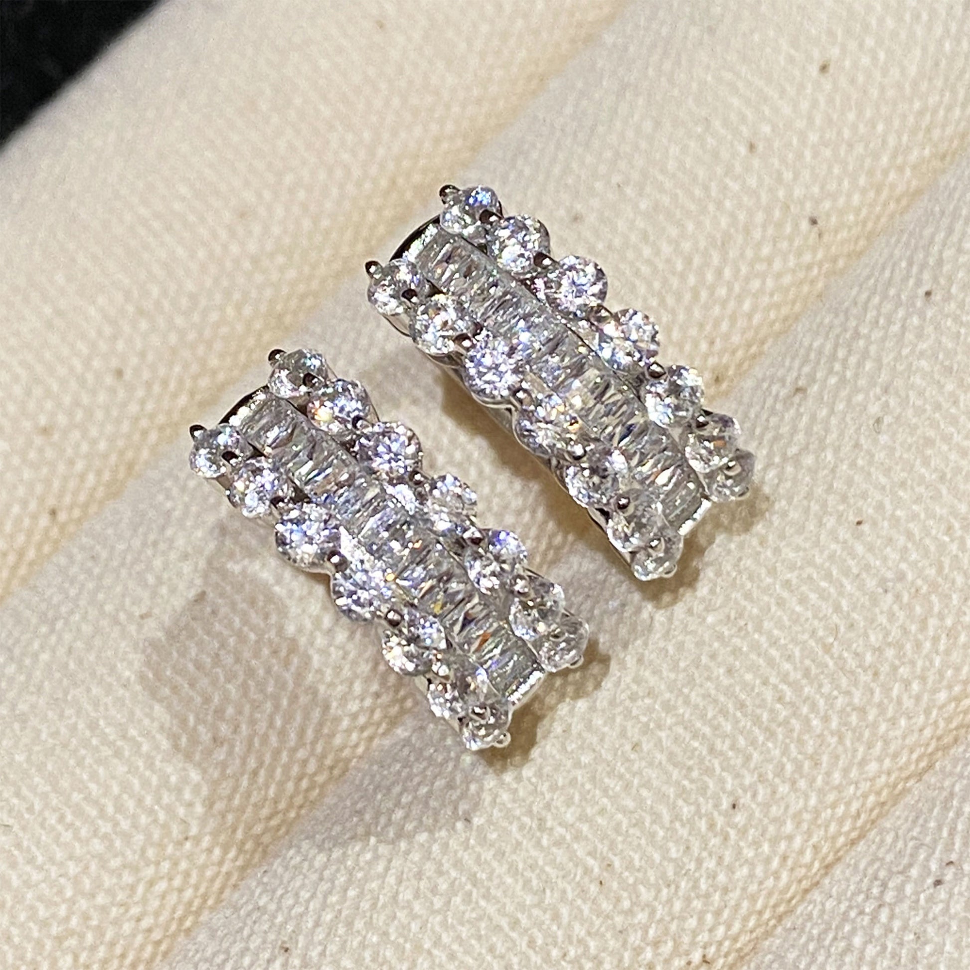 Elegant Zirconia Huggie Hoop Earrings | Silver Earrings