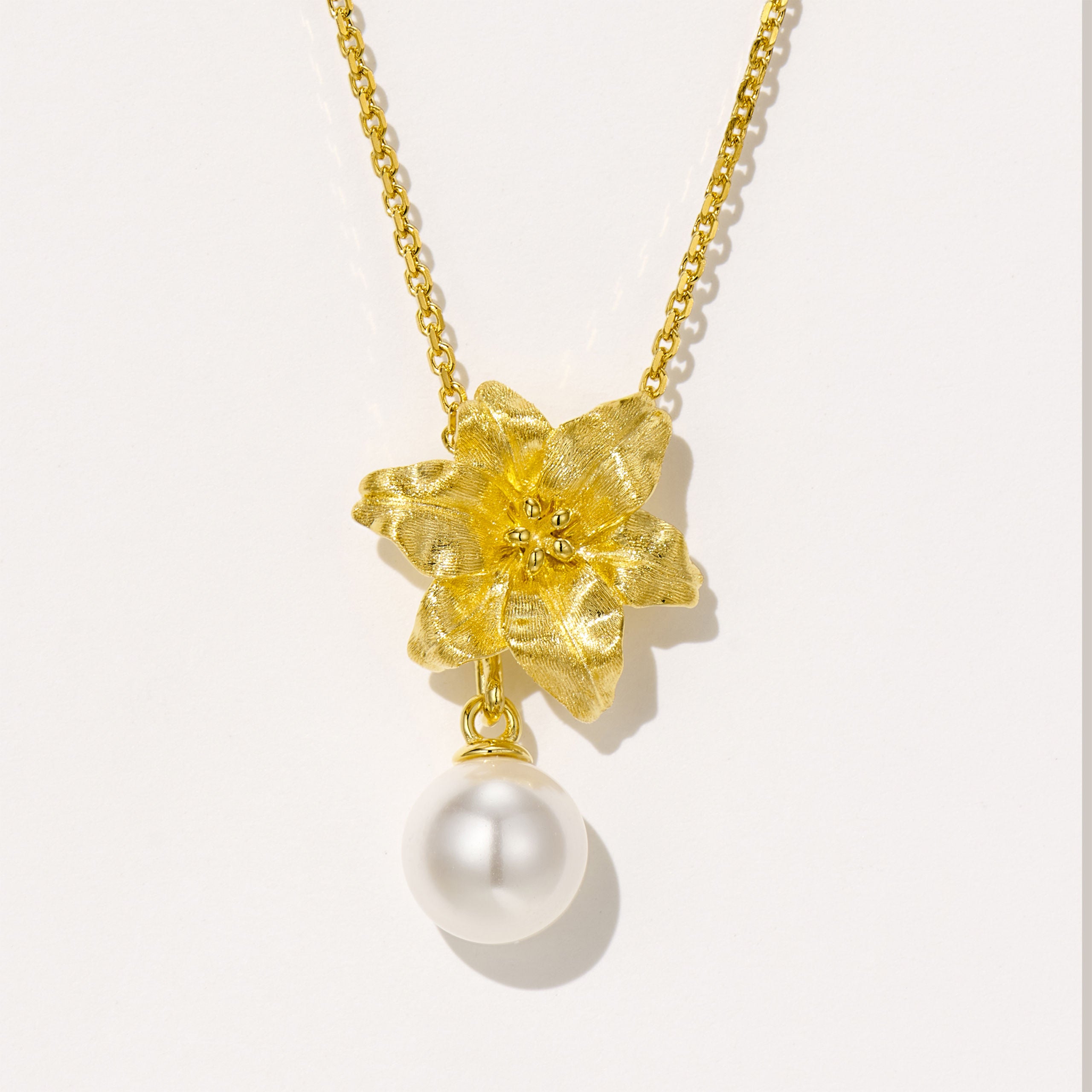 Flower Necklace with Pear Drop  | Silver Necklace