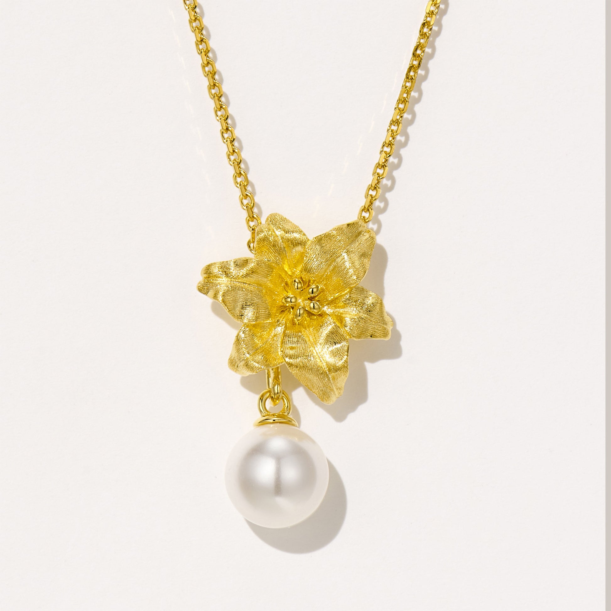 Flower Necklace with Pear Drop  | Silver Necklace