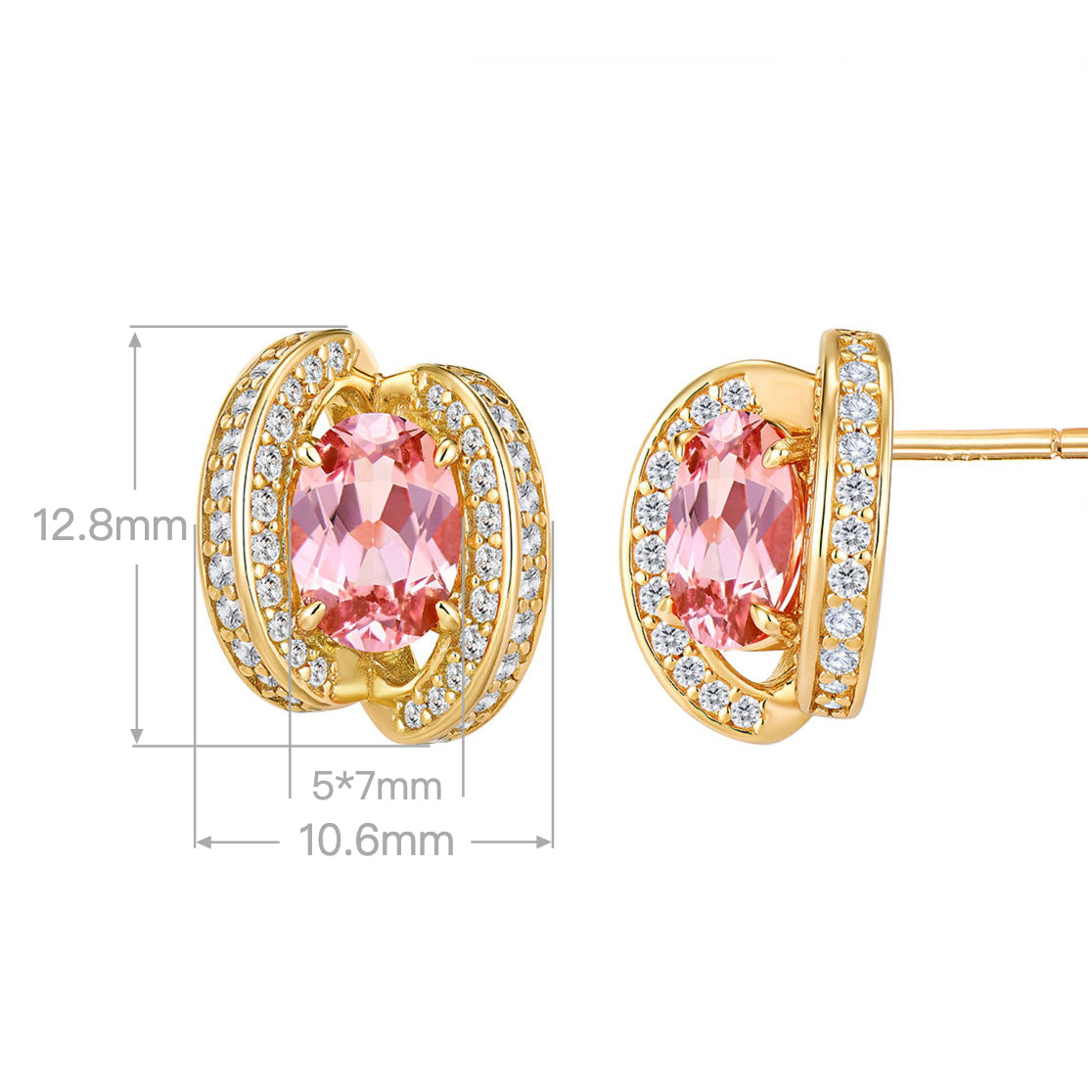 Lab-Grown Padparadscha Oval Stud Earrings | Silver Earrings