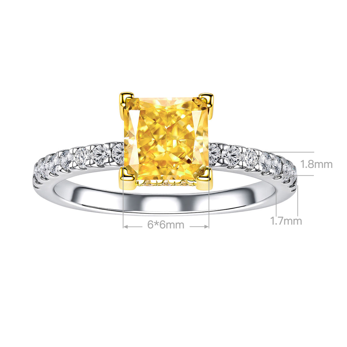 Princess Cut Yellow Gemstone Ring | Silver Ring