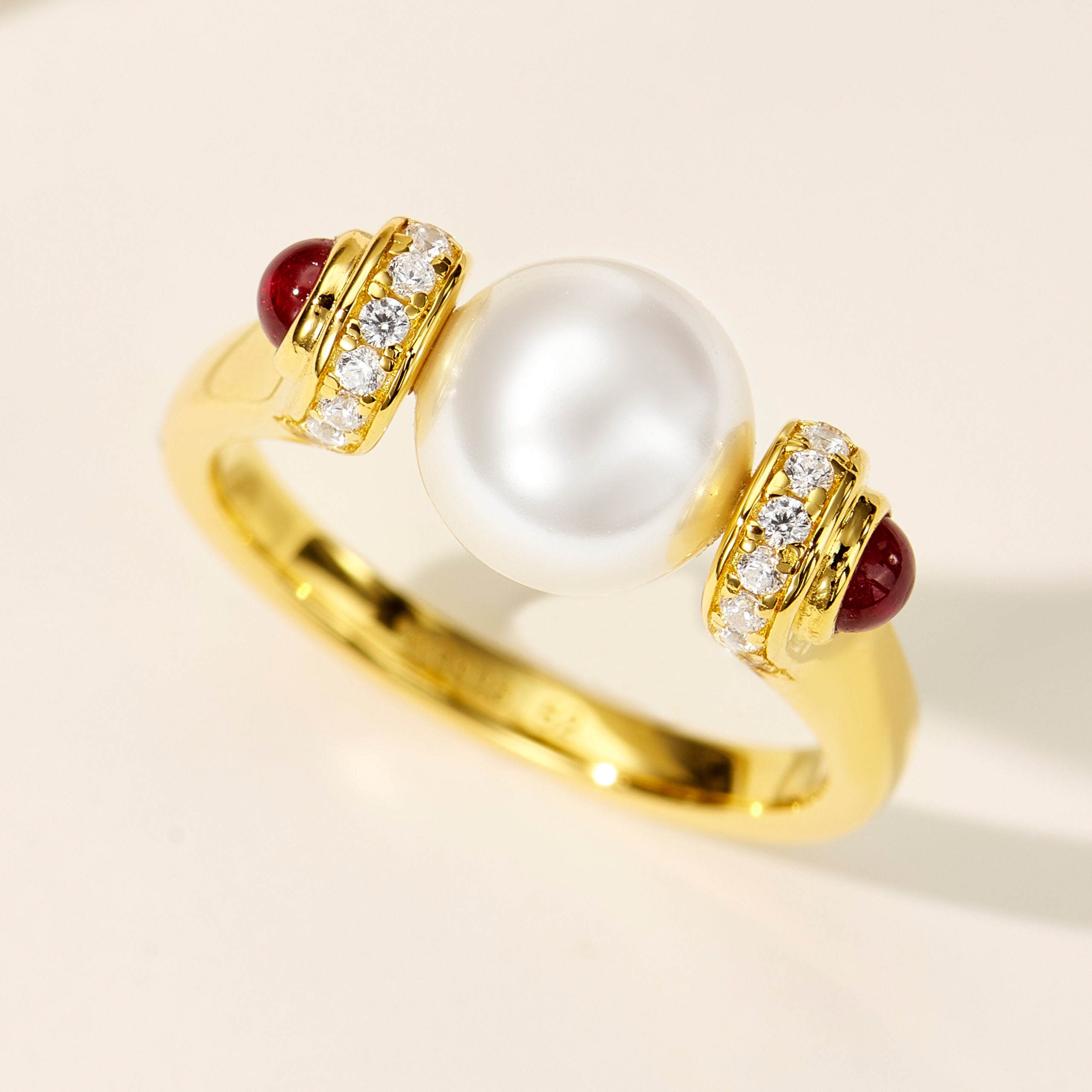 Ruby Lucky Pearl Ring | Silver Ring