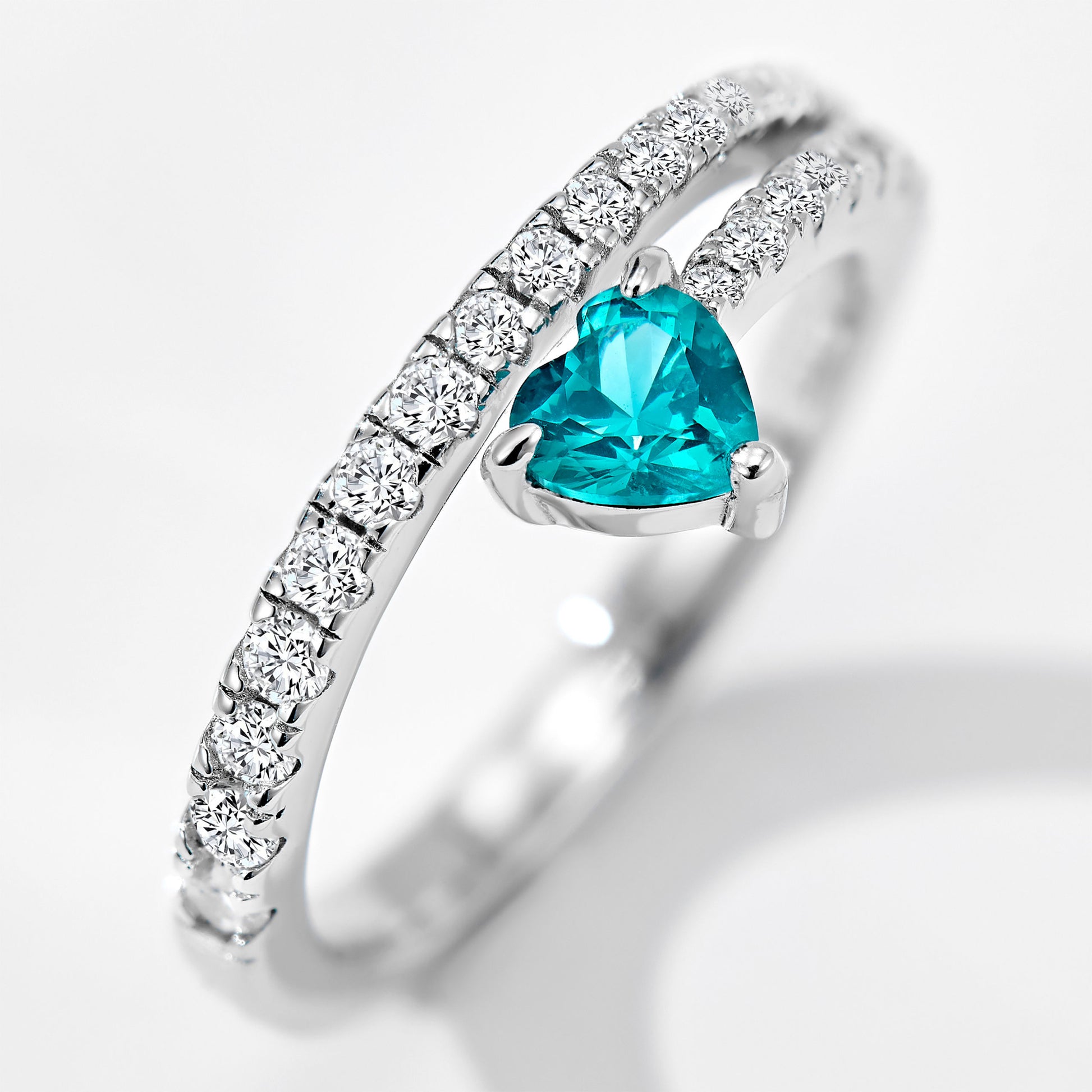 Heart Paraiba Open Pinky Ring | Silver Ring