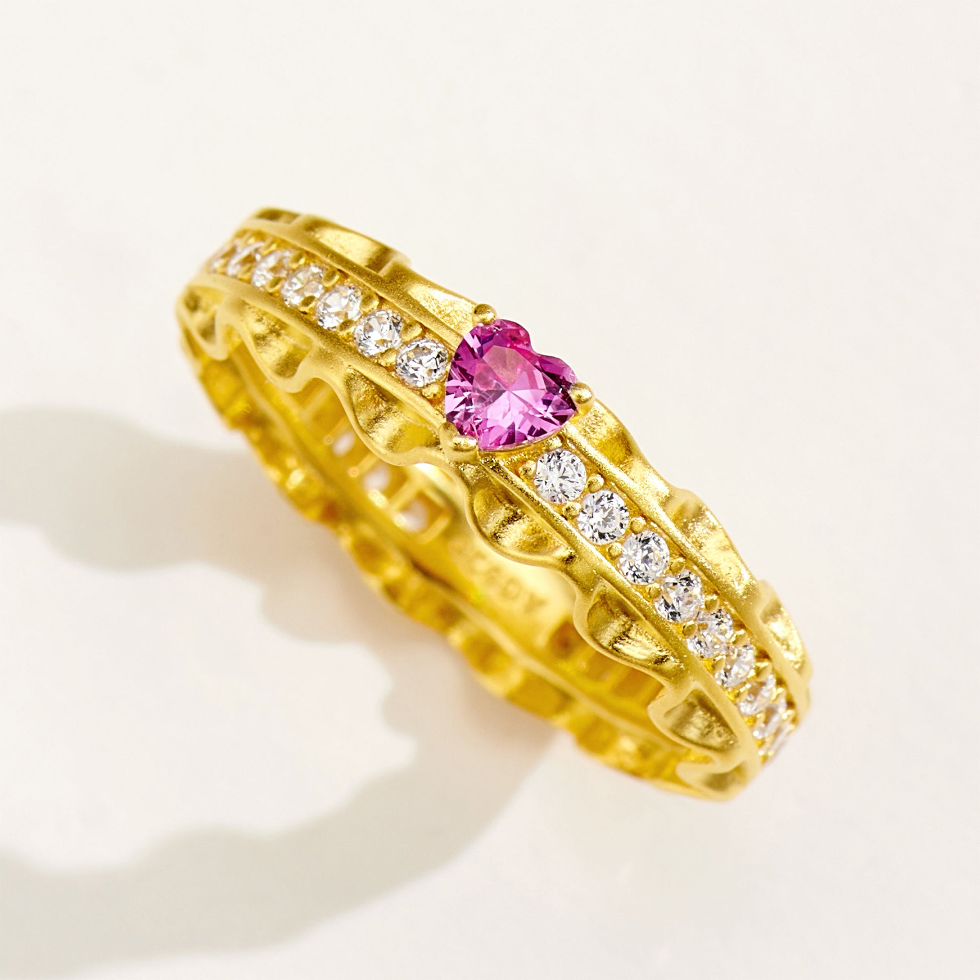 Sweetheart  Pink Heart Zircon Ring | Silver Ring