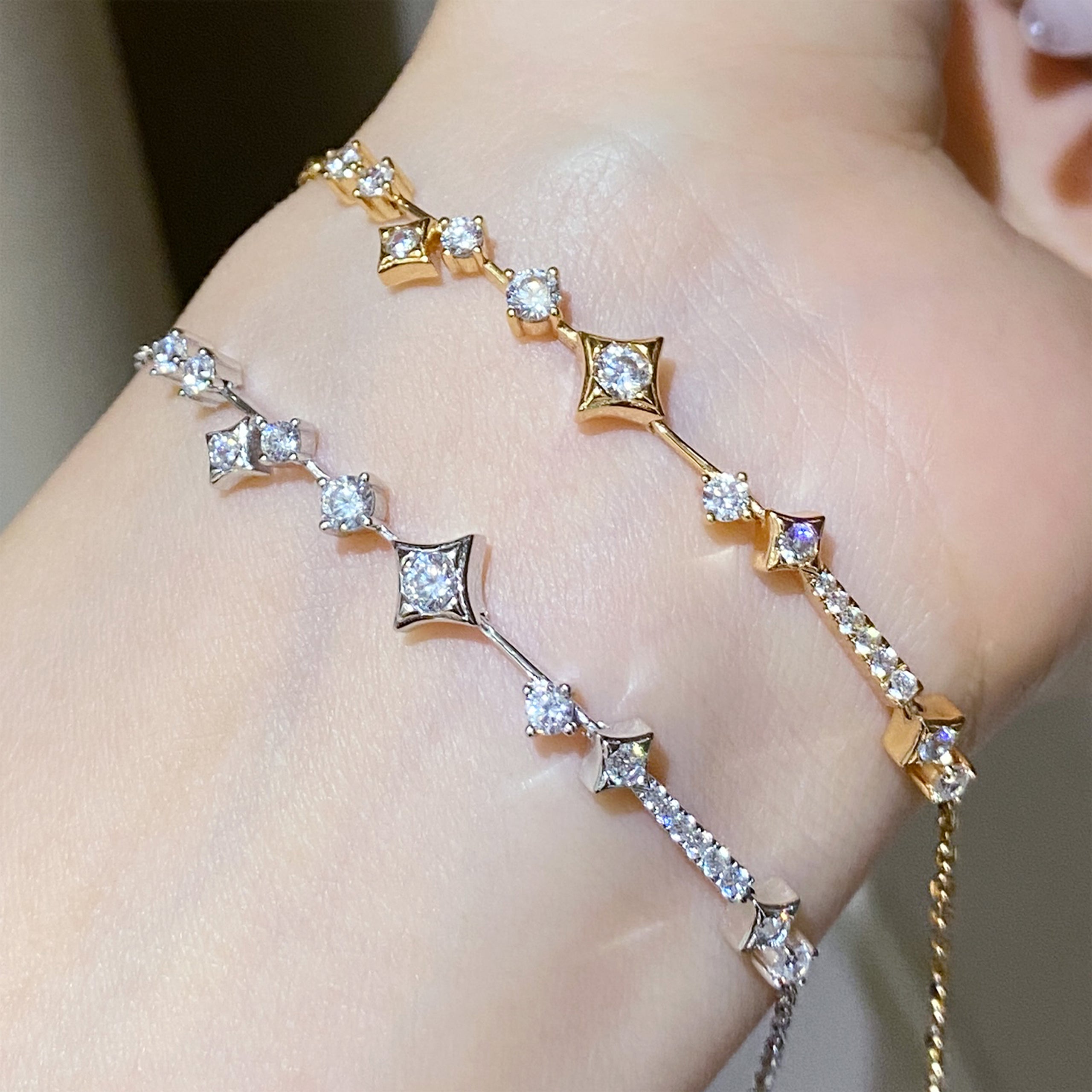 Sparkling Four-Point Star Bracelet｜Silver Bracelet