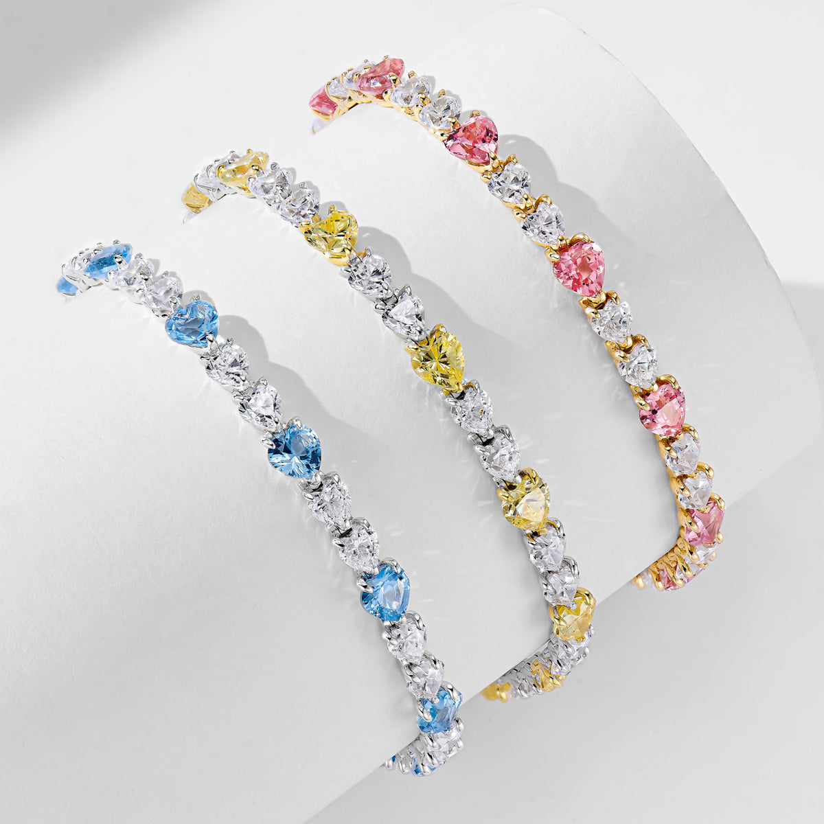 Blue Gemstone Heart Bracelet ｜Silver Bracelet