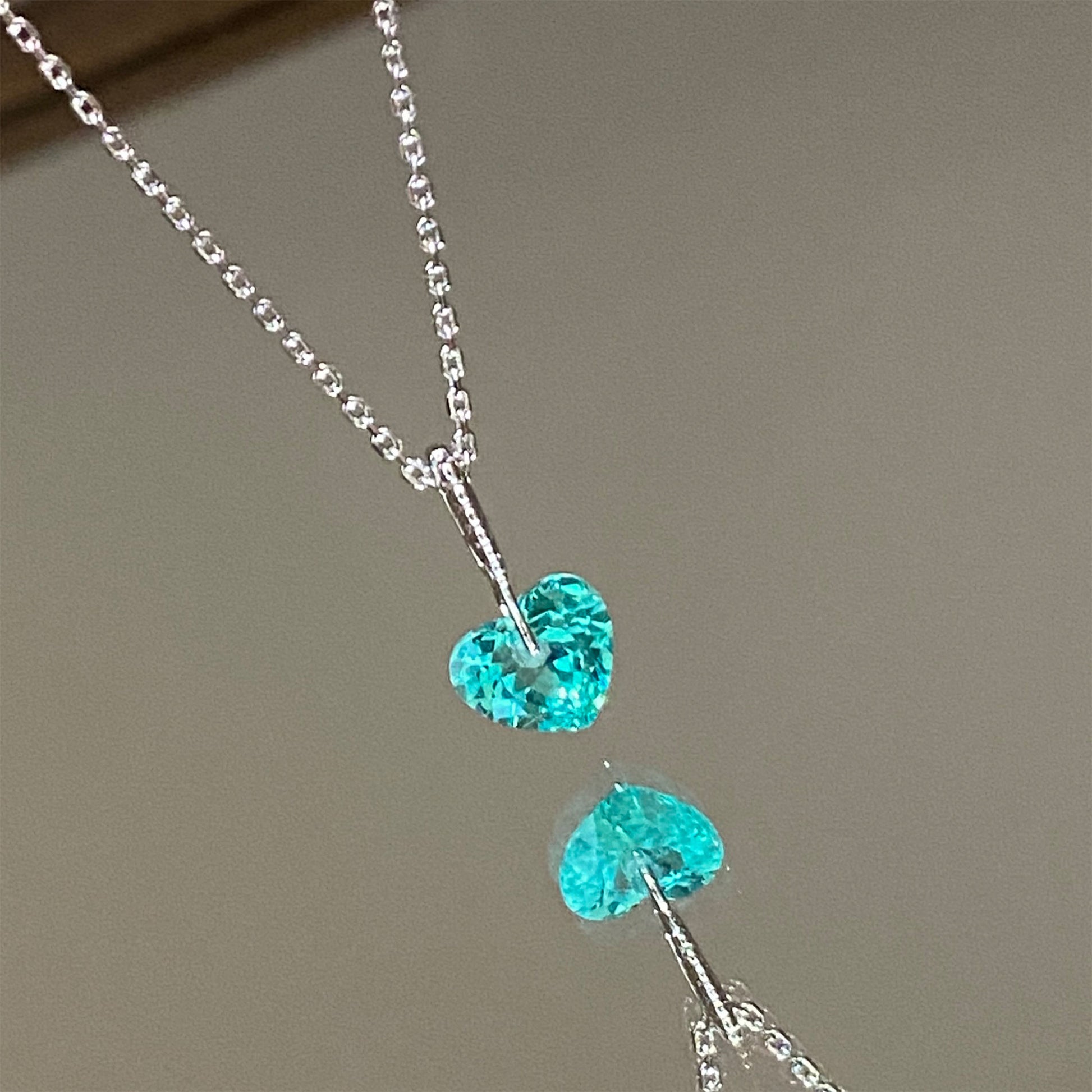 Paraiba Simple Heart Necklace｜Silver Necklace