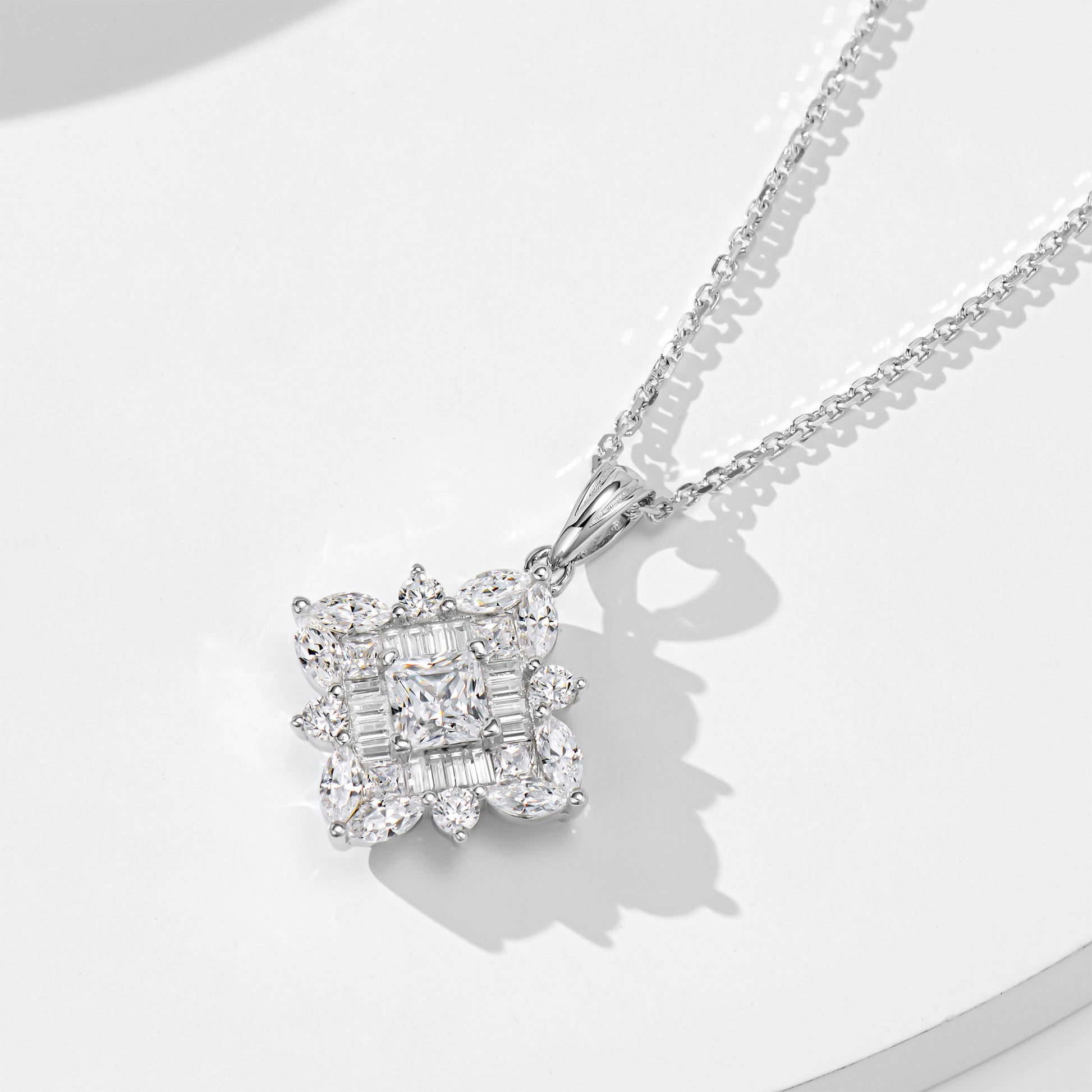 Princess-cut Zirconia Necklace | Silver Necklace