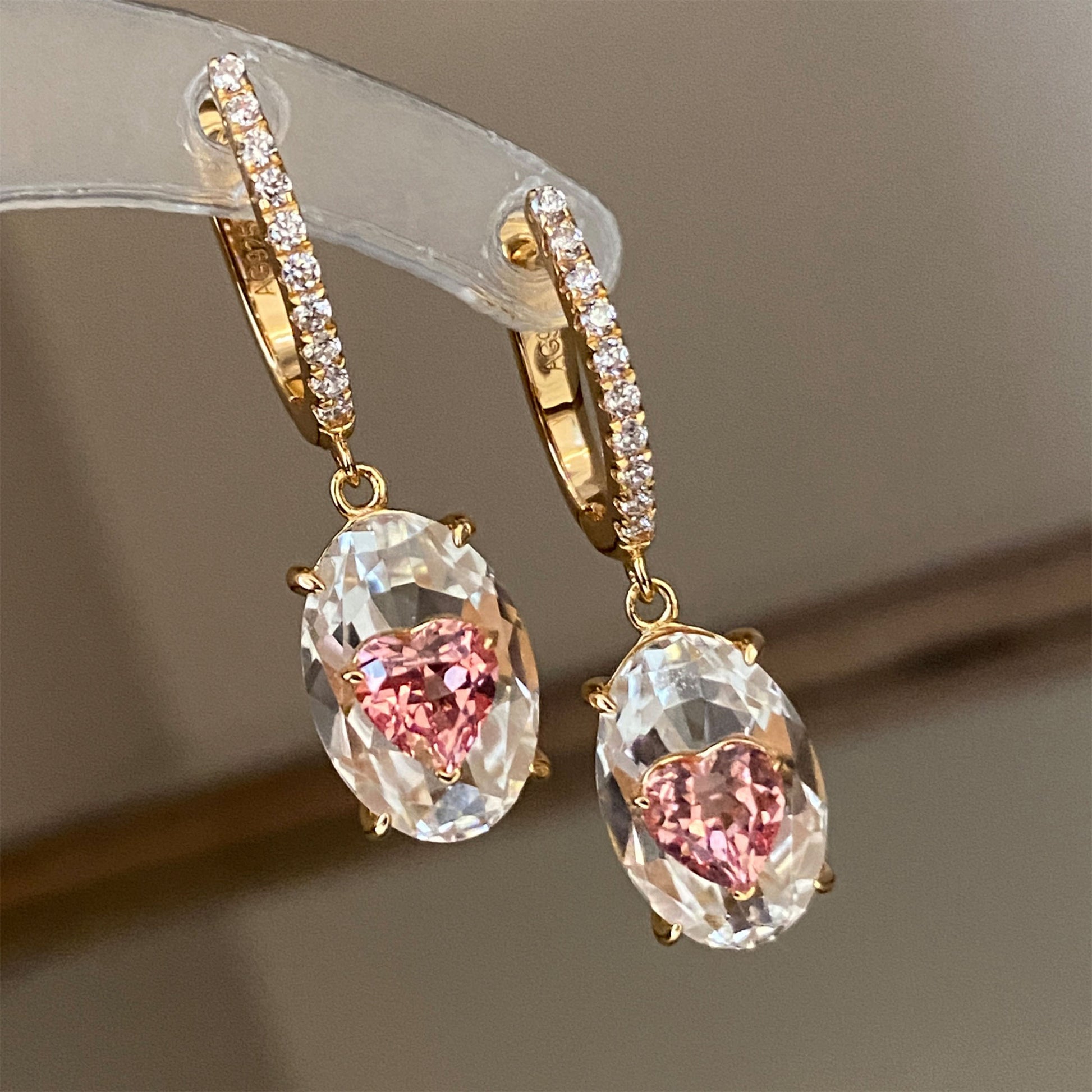 Lab-Grown Padparadscha Oval Earrings | Silver Earrings