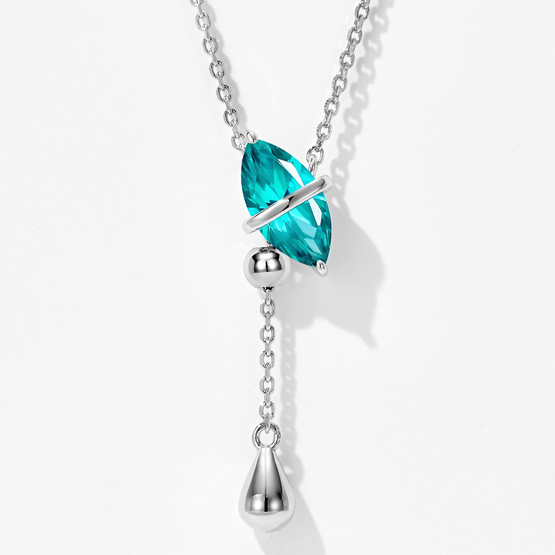 Marquise Y-Shaped Tassel Necklace｜Silver Necklace