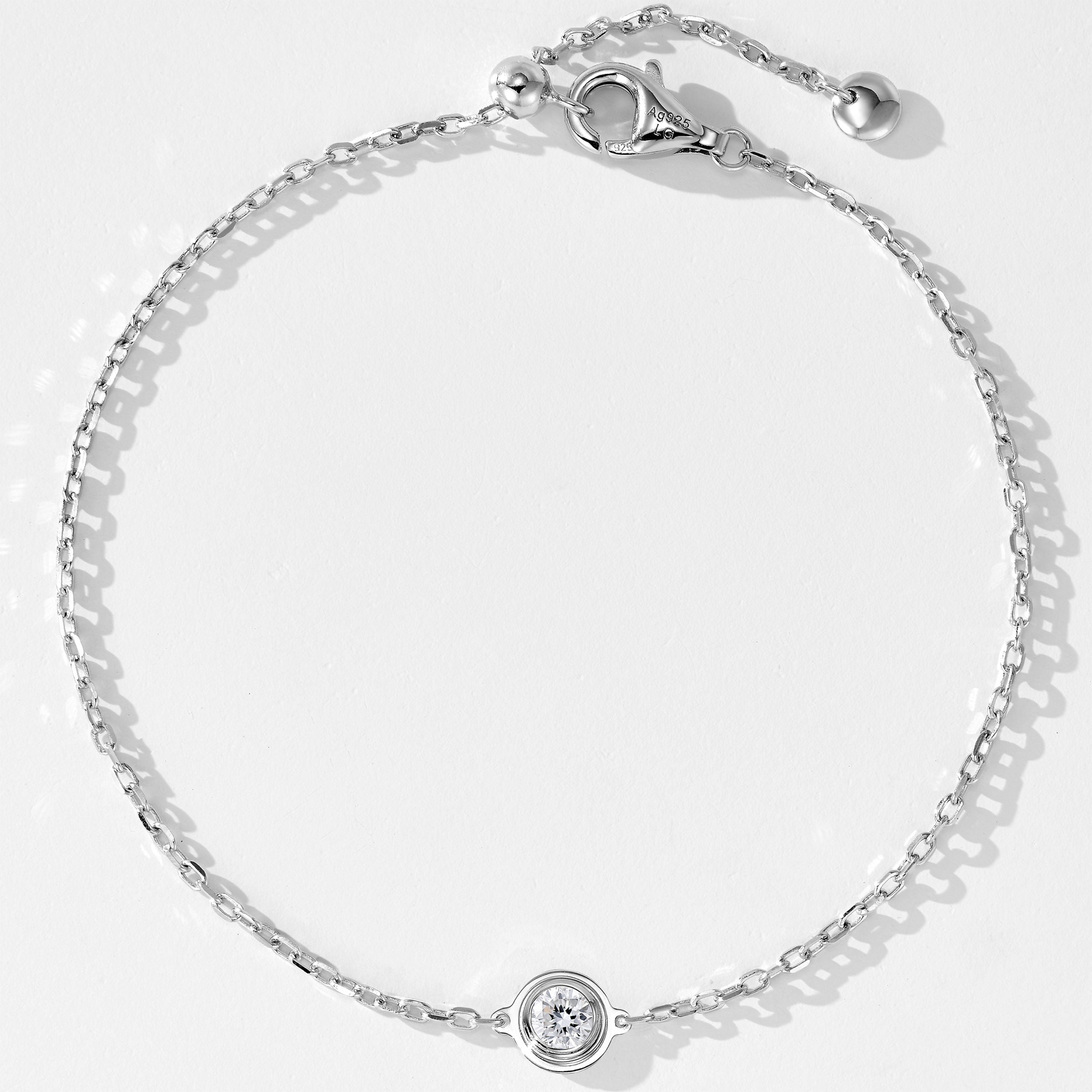 0.23ct Lab Grown Diamond Mini Solitaire Bracelet  | Silver Bracelet