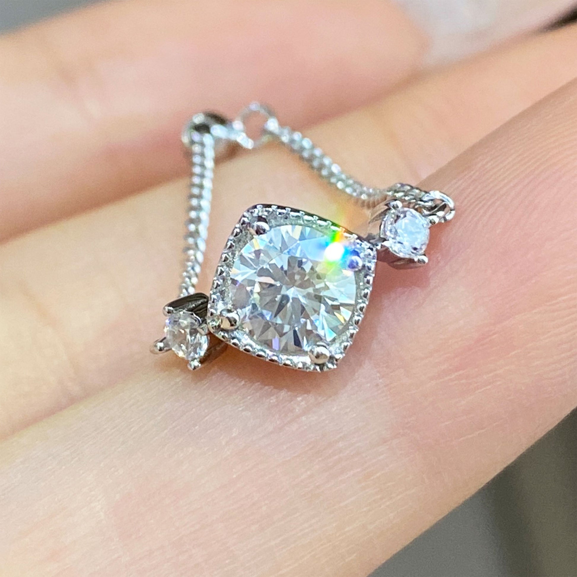 Chic Moissanite Chain Pull Ring | Silver  Ring