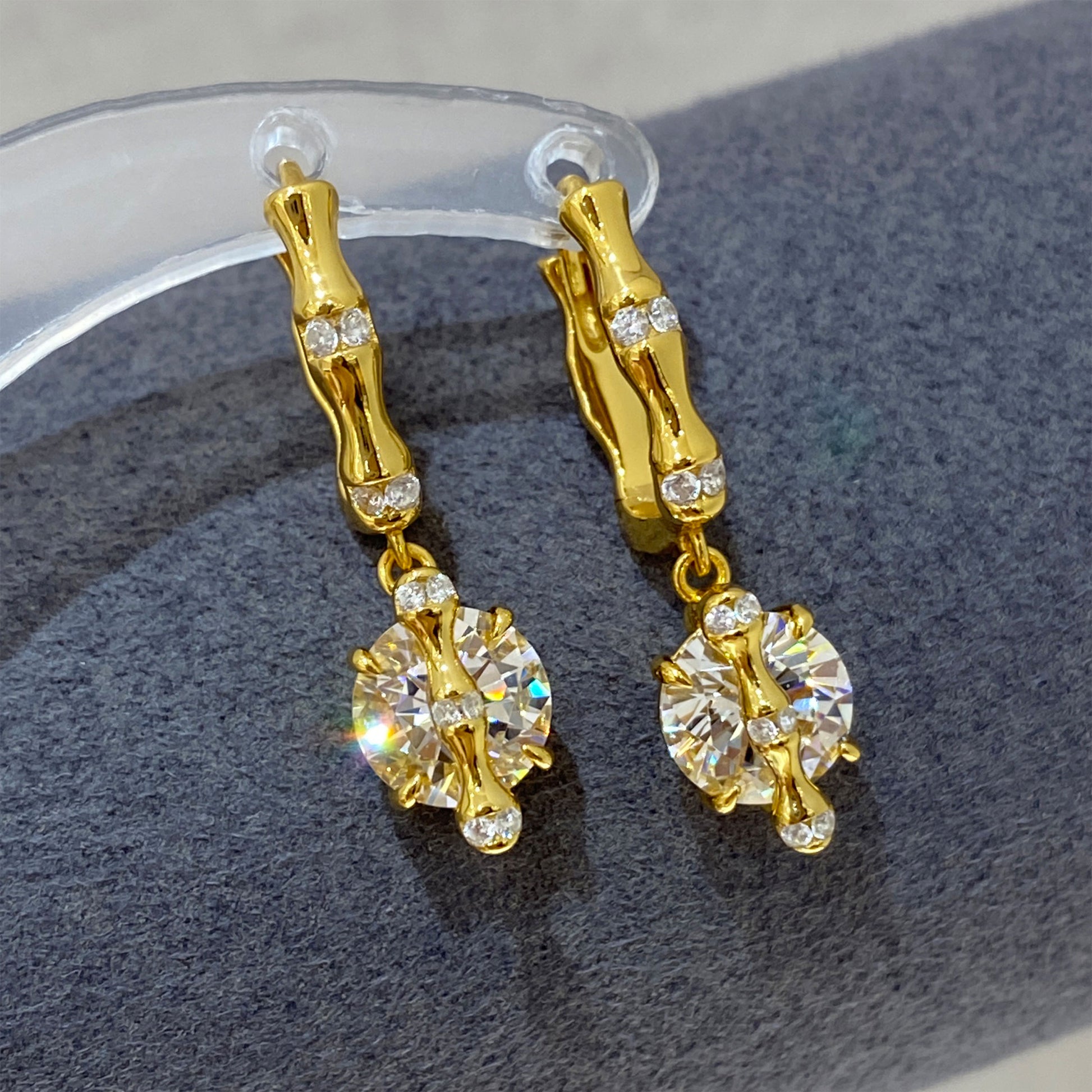 Gold-Plated Bamboo-shaped  Earrings | Silver Earrings
