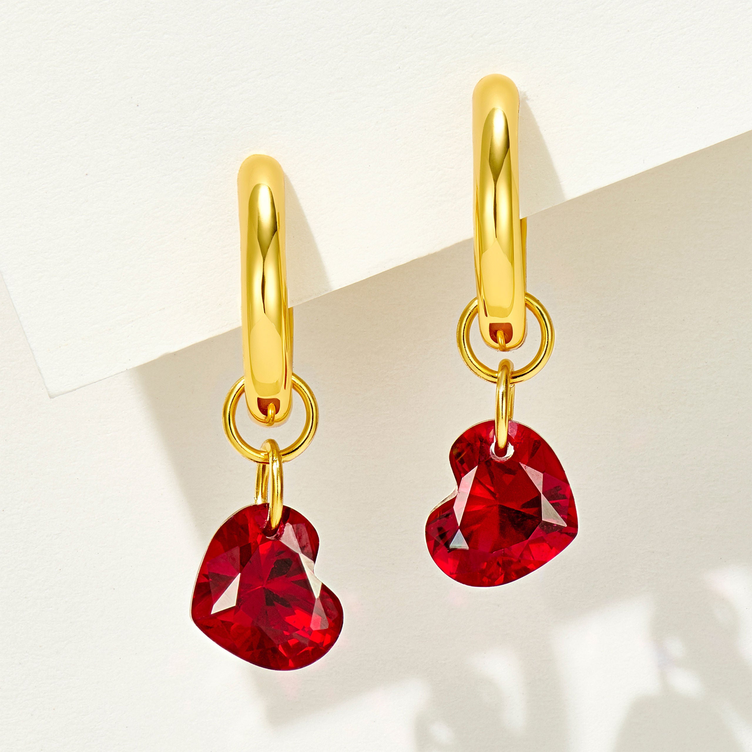 Ruby Heart Earrings | Silver Earrings