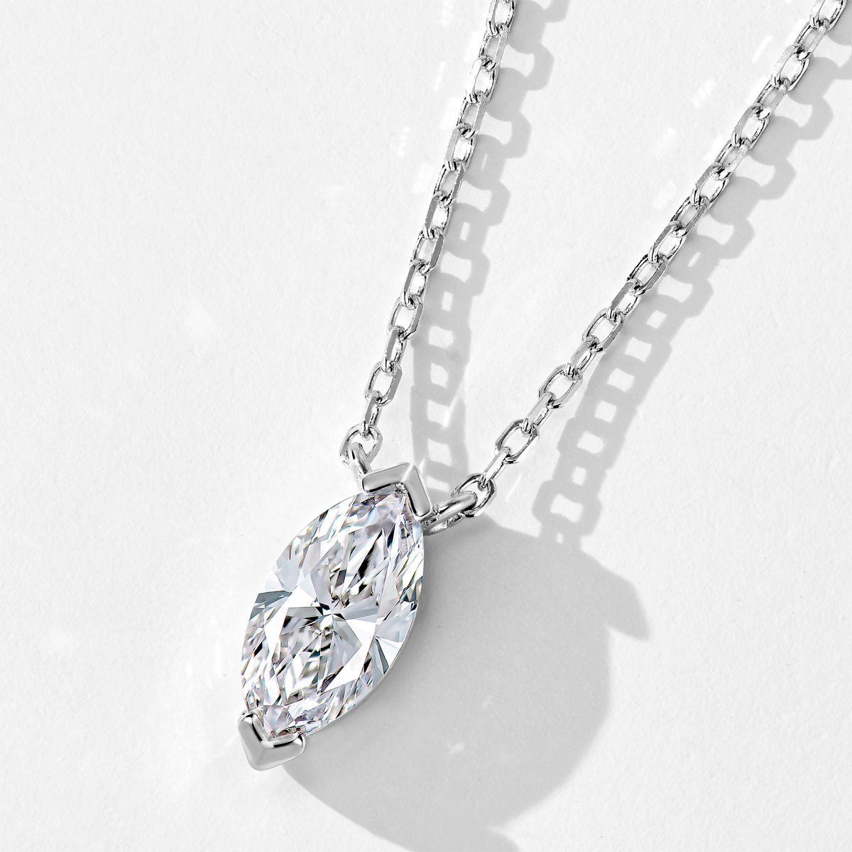 Lab Grown Diamond Marquise Pendant | Silver Necklace