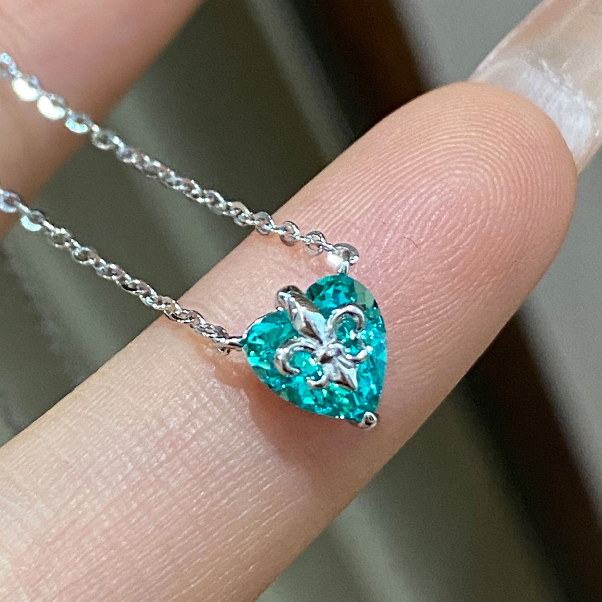 Paraiba Iris Heart Necklace｜Silver Necklace